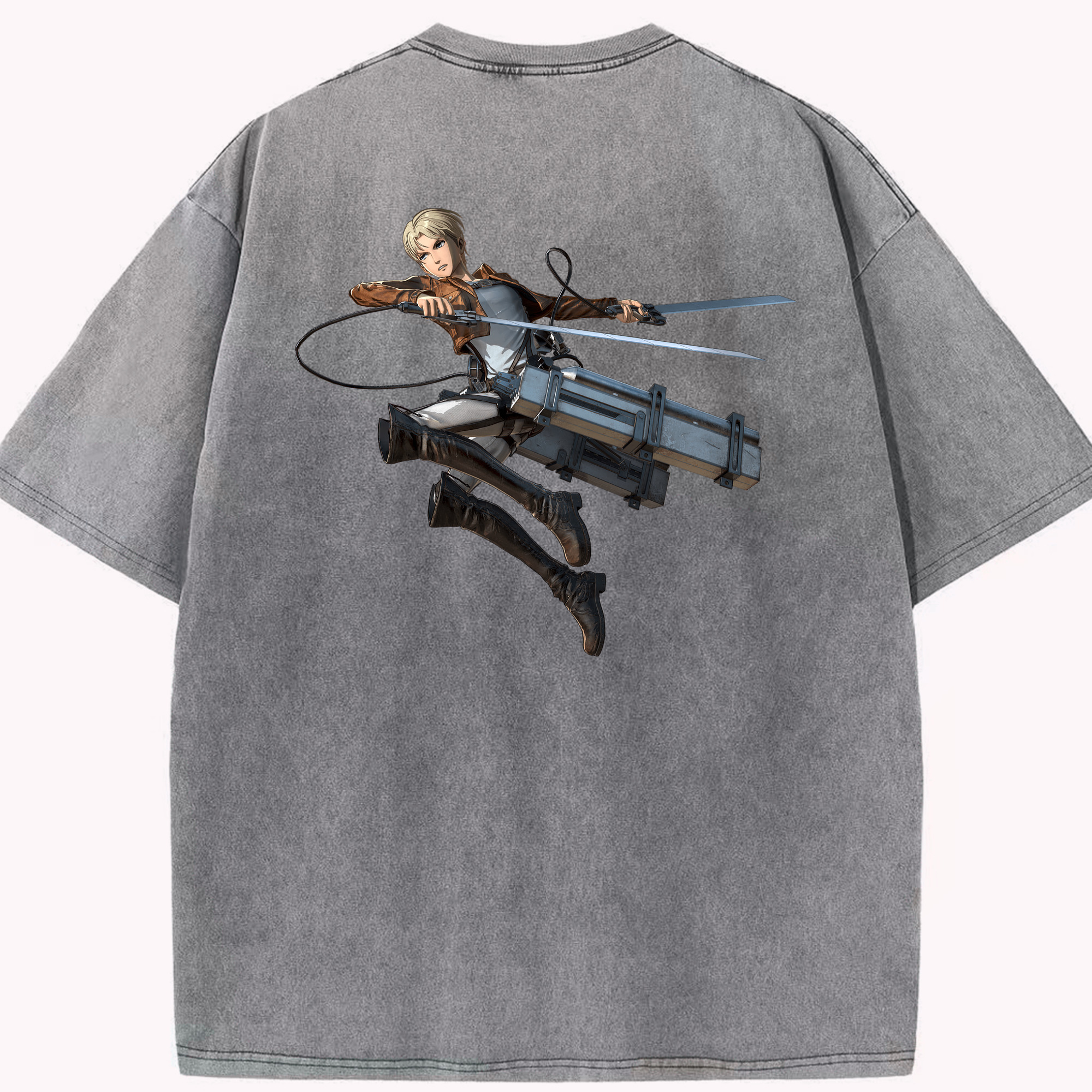 （画像用） 進撃の巨人 Attack on Titan 綿100% ヴィンテージ風 半袖Tシャツ（背面プリント）