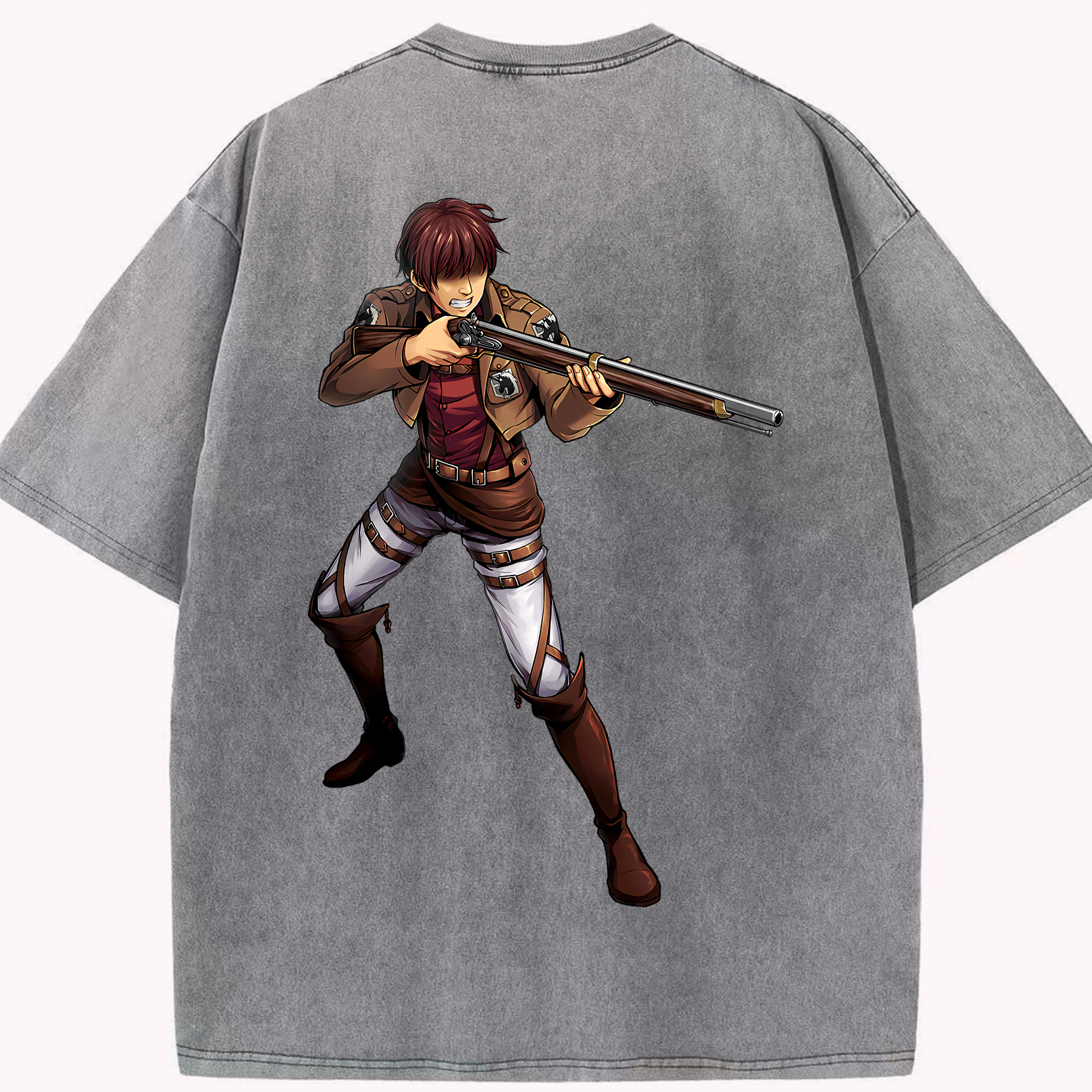 （画像用） 進撃の巨人 Attack on Titan 綿100% ヴィンテージ風 半袖Tシャツ（背面プリント）