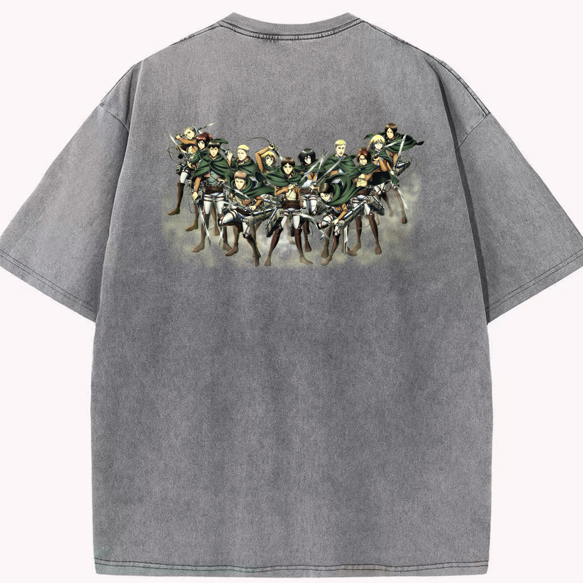 （画像用） 進撃の巨人 Attack on Titan 綿100% ヴィンテージ風 半袖Tシャツ（背面プリント）