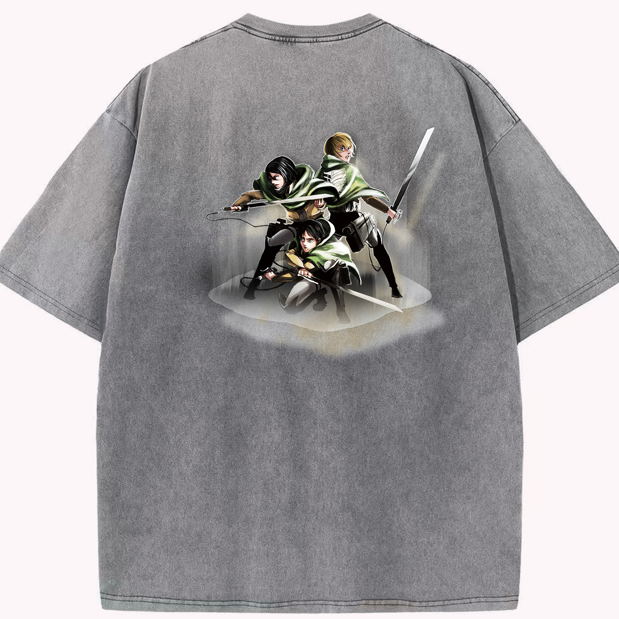 （画像用） 進撃の巨人 Attack on Titan 綿100% ヴィンテージ風 半袖Tシャツ（背面プリント）