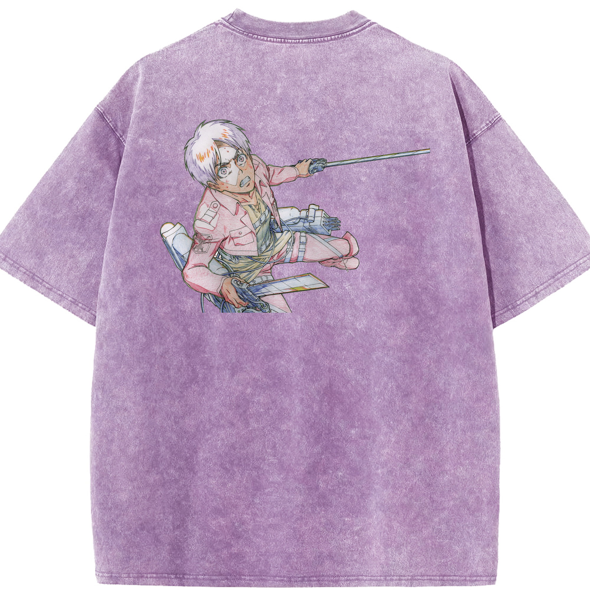 （画像用） 進撃の巨人 エレン･イェーガー Attack on Titan Eren Jäger 綿100% ヴィンテージ風 半袖Tシャツ（背面プリント）