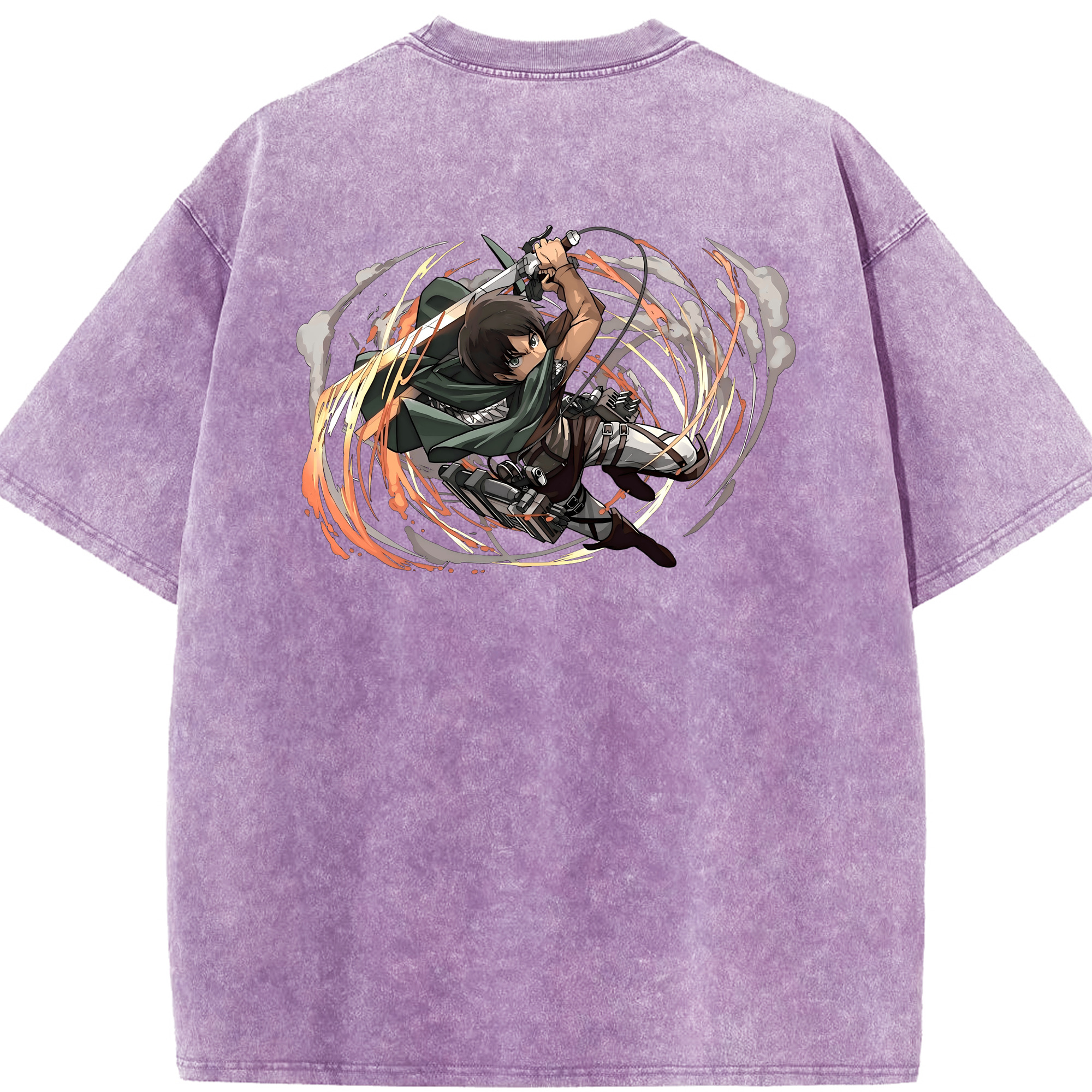 （画像用） 進撃の巨人 エレン･イェーガー Attack on Titan Eren Jäger 綿100% ヴィンテージ風 半袖Tシャツ（背面プリント）