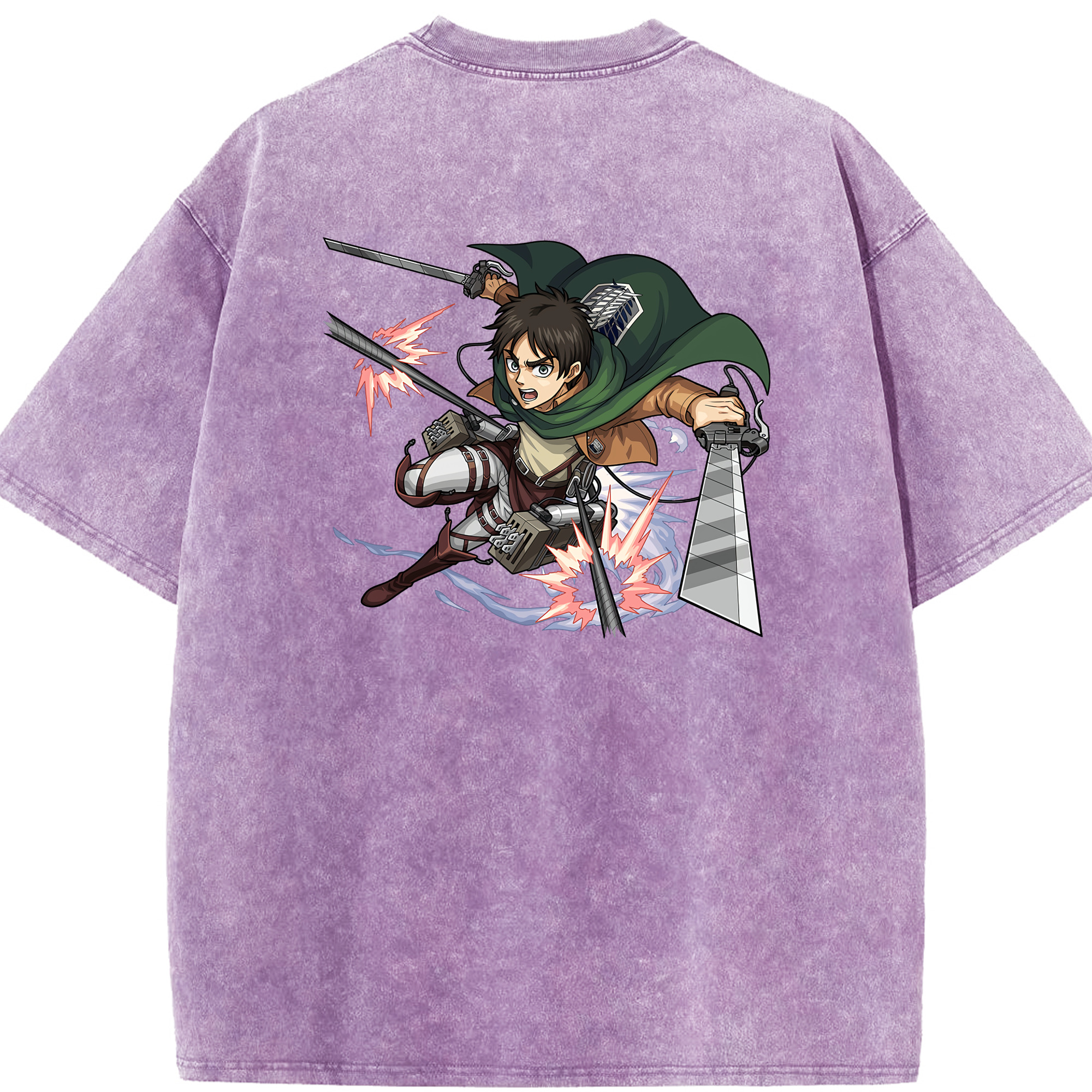 （画像用） 進撃の巨人 エレン･イェーガー Attack on Titan Eren Jäger 綿100% ヴィンテージ風 半袖Tシャツ（背面プリント）