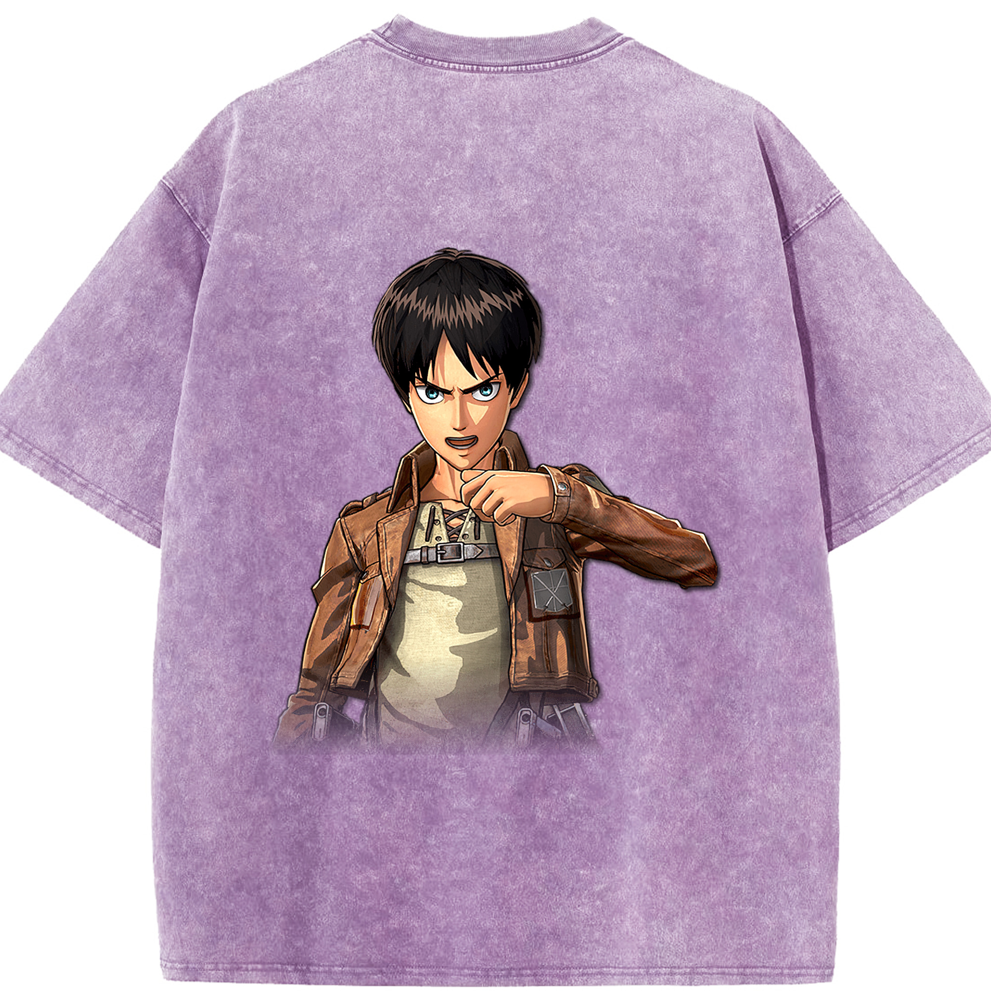 （画像用） 進撃の巨人 エレン･イェーガー Attack on Titan Eren Jäger 綿100% ヴィンテージ風 半袖Tシャツ（背面プリント）