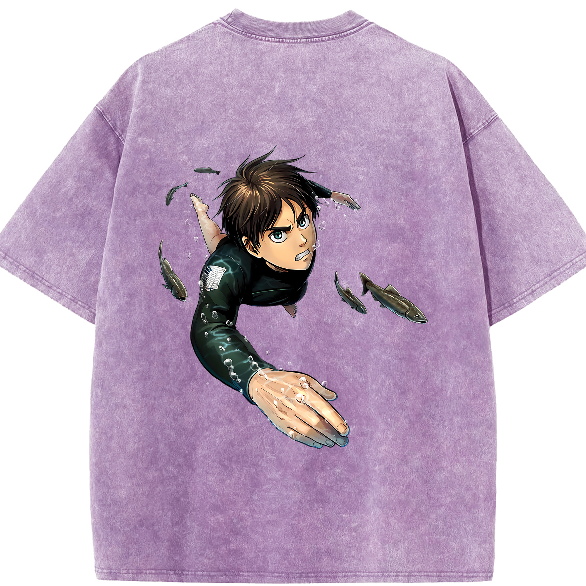 （画像用） 進撃の巨人 エレン･イェーガー Attack on Titan Eren Jäger 綿100% ヴィンテージ風 半袖Tシャツ（背面プリント）
