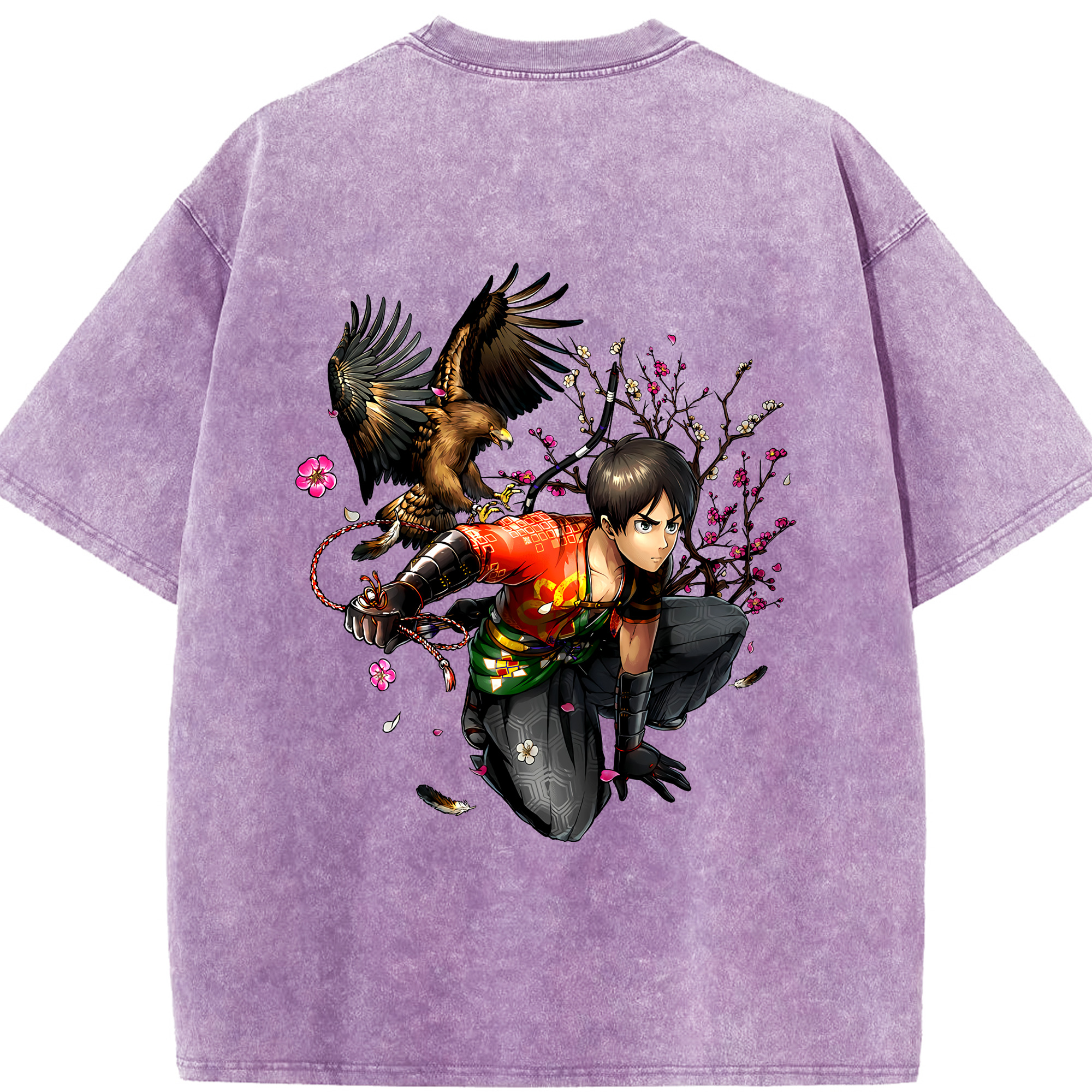 （画像用） 進撃の巨人 エレン･イェーガー Attack on Titan Eren Jäger 綿100% ヴィンテージ風 半袖Tシャツ（背面プリント）