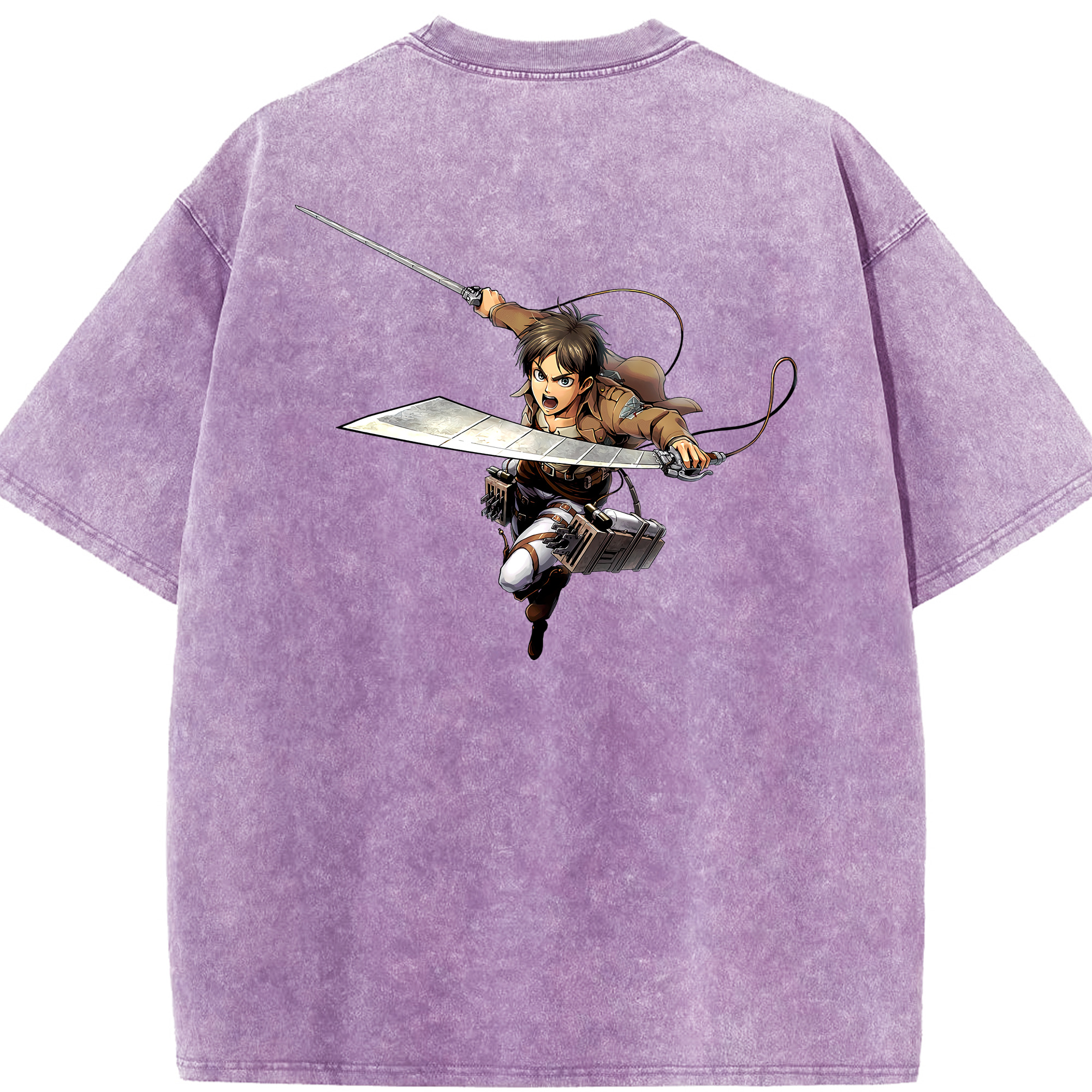 （画像用） 進撃の巨人 エレン･イェーガー Attack on Titan Eren Jäger 綿100% ヴィンテージ風 半袖Tシャツ（背面プリント）