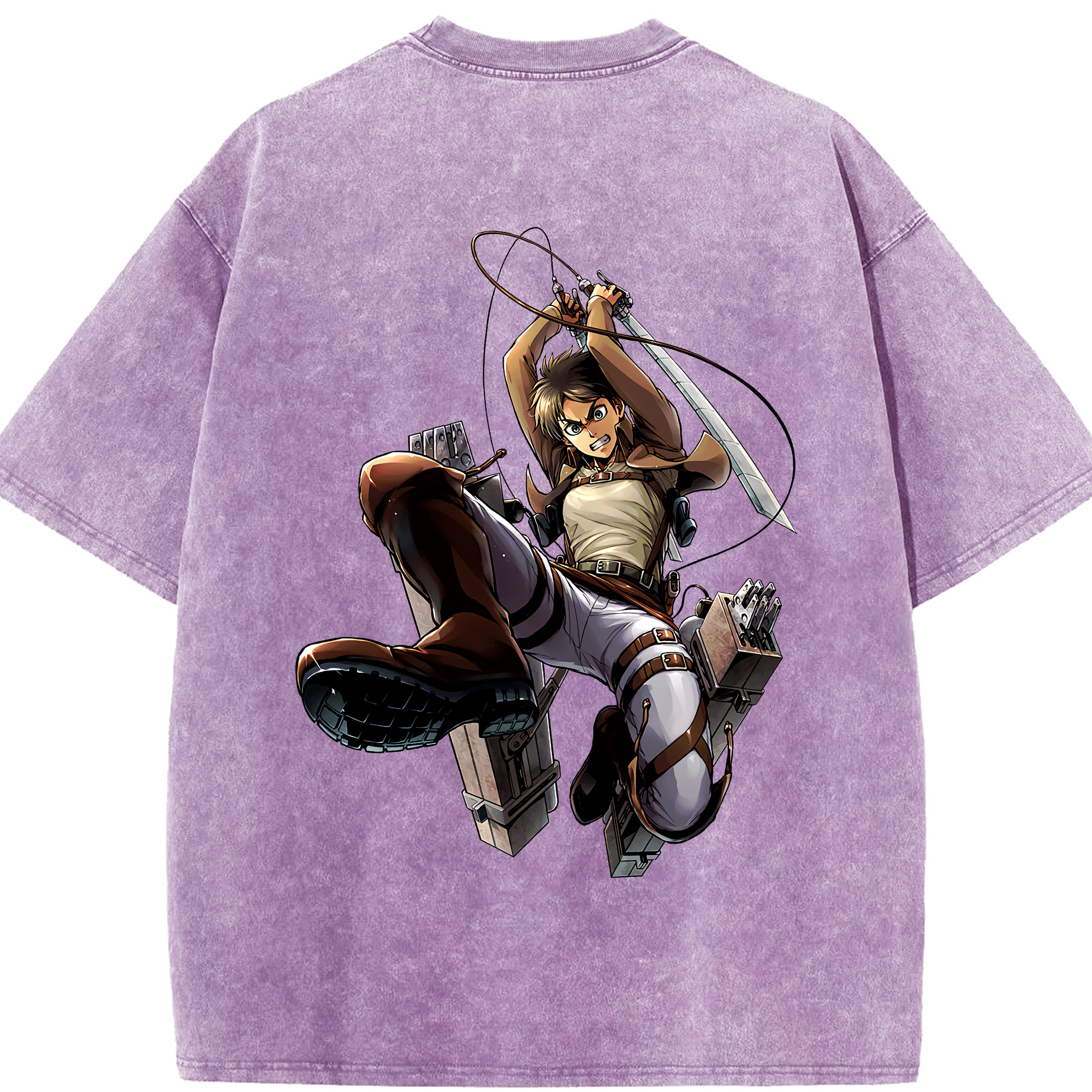 （画像用） 進撃の巨人 エレン･イェーガー Attack on Titan Eren Jäger 綿100% ヴィンテージ風 半袖Tシャツ（背面プリント）