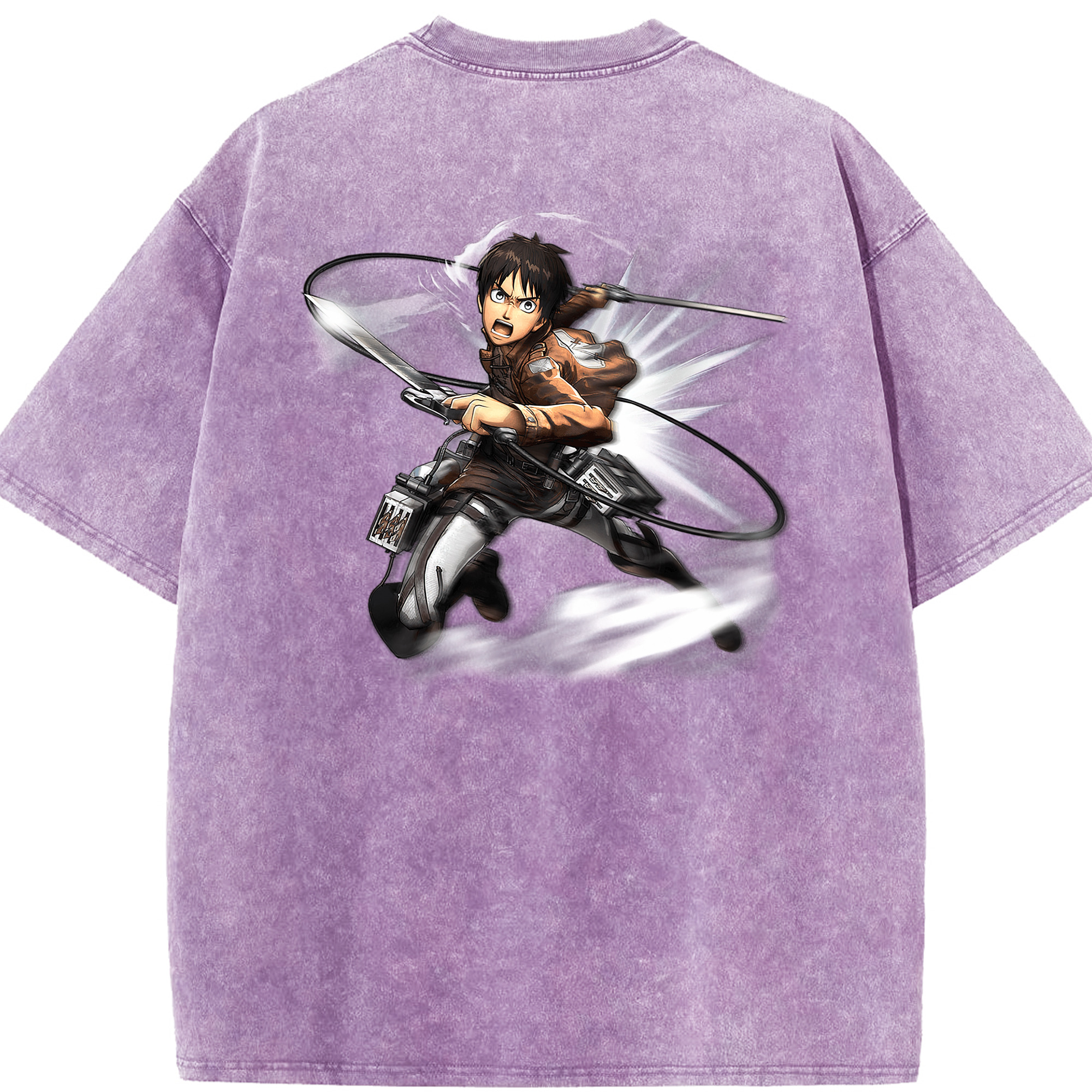 （画像用） 進撃の巨人 エレン･イェーガー Attack on Titan Eren Jäger 綿100% ヴィンテージ風 半袖Tシャツ（背面プリント）