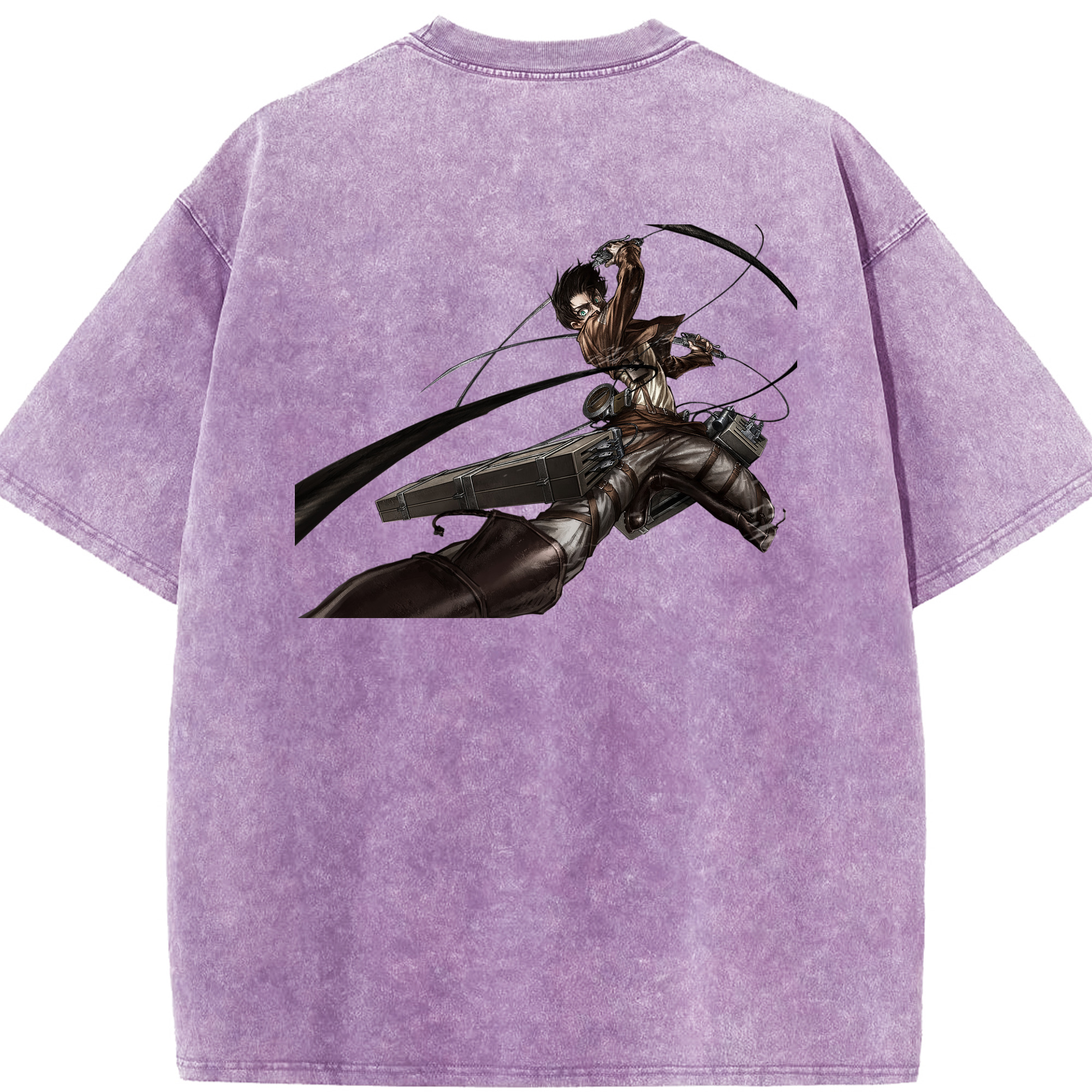 （画像用） 進撃の巨人 エレン･イェーガー Attack on Titan Eren Jäger 綿100% ヴィンテージ風 半袖Tシャツ（背面プリント）