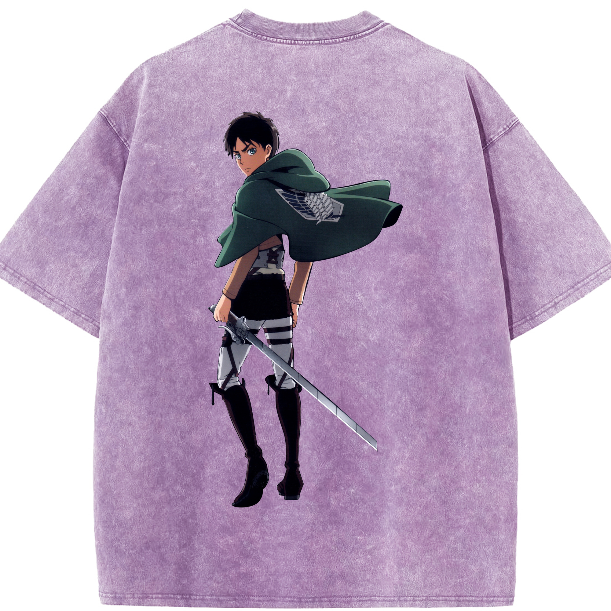 （画像用） 進撃の巨人 エレン･イェーガー Attack on Titan Eren Jäger 綿100% ヴィンテージ風 半袖Tシャツ（背面プリント）