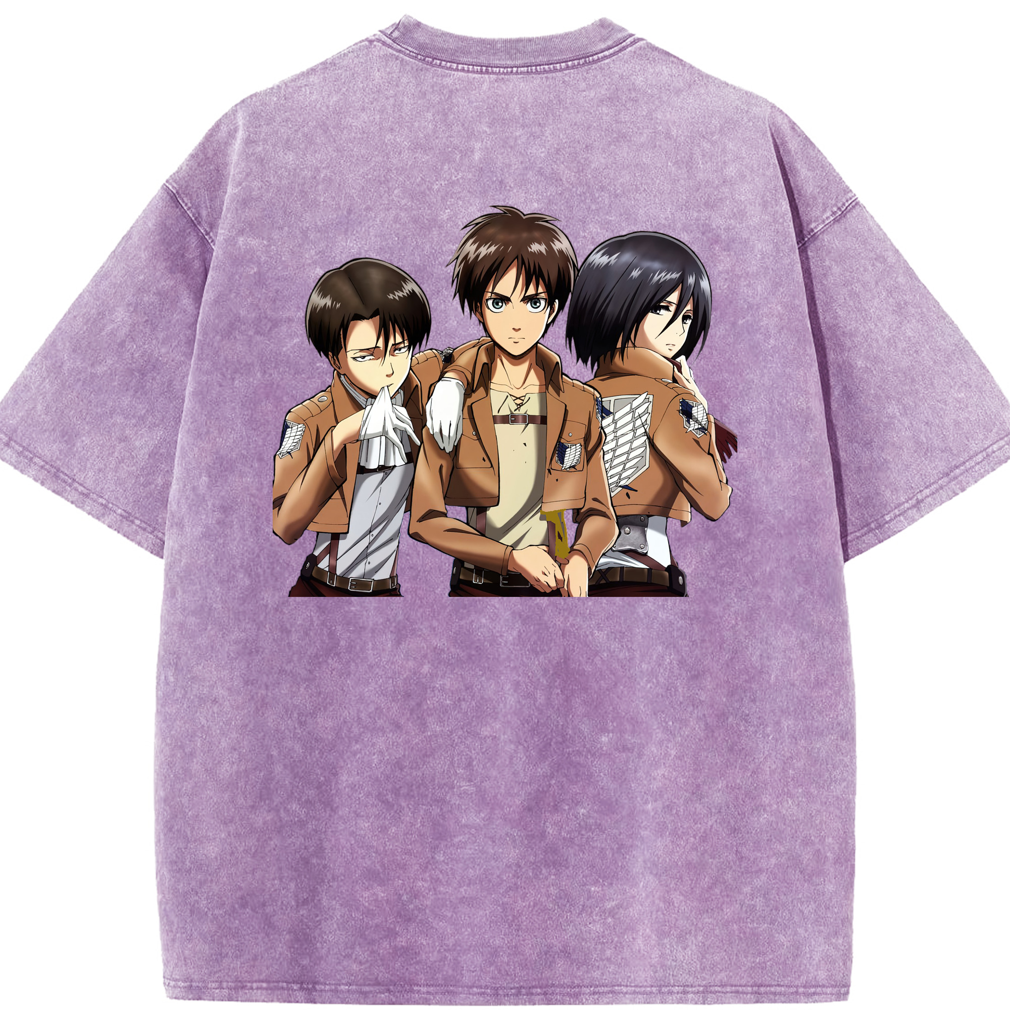 （画像用） 進撃の巨人 エレン･イェーガー Attack on Titan Eren Jäger 綿100% ヴィンテージ風 半袖Tシャツ（背面プリント）