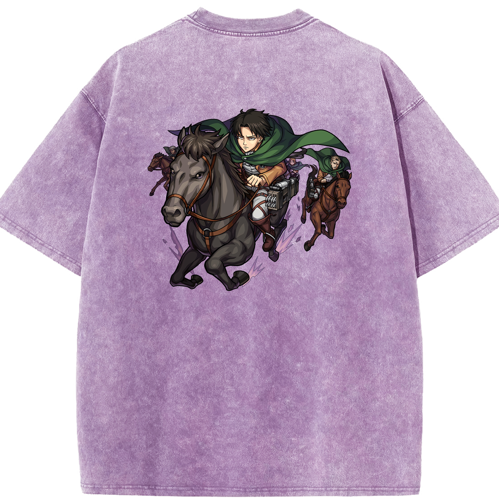 （画像用） 進撃の巨人 リヴァイ·アッカーマン Attack on Titan Levi Ackerman 綿100% ヴィンテージ風 半袖Tシャツ（背面プリント）