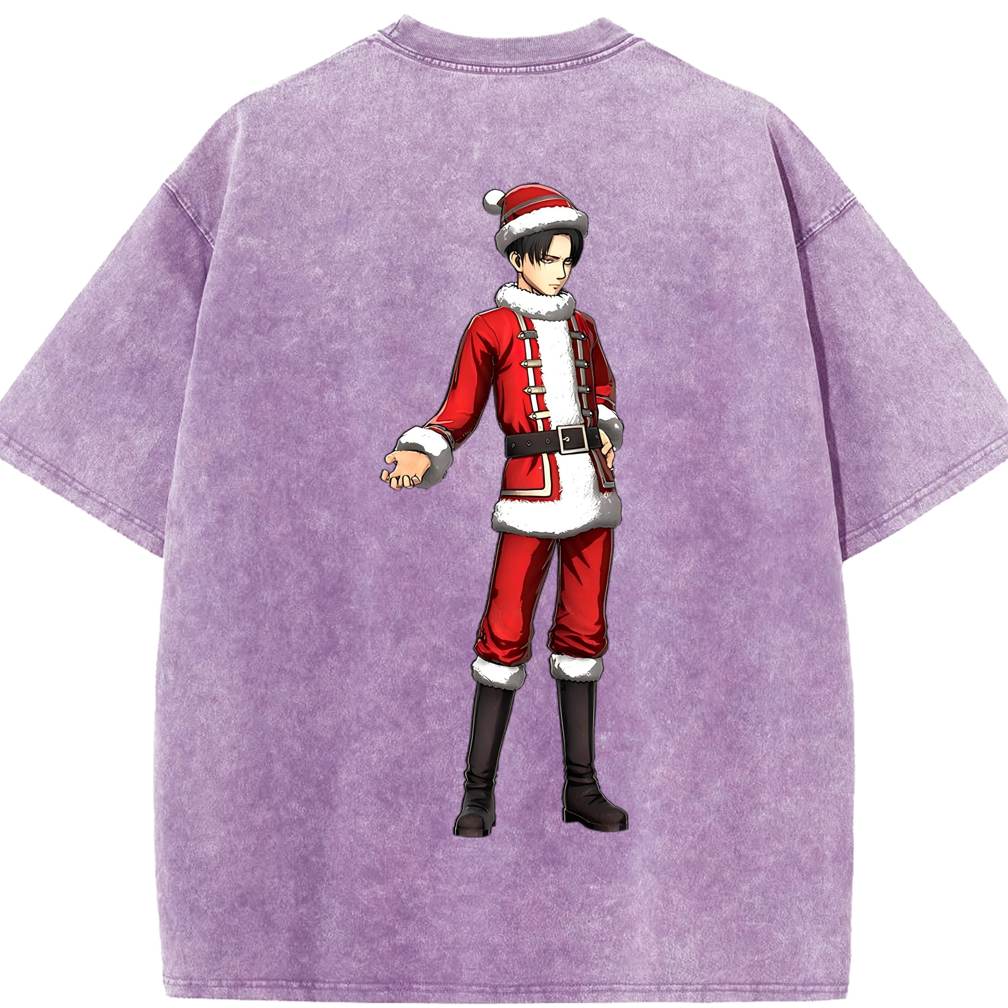 （画像用） 進撃の巨人 リヴァイ·アッカーマン Attack on Titan Levi Ackerman 綿100% ヴィンテージ風 半袖Tシャツ（背面プリント）