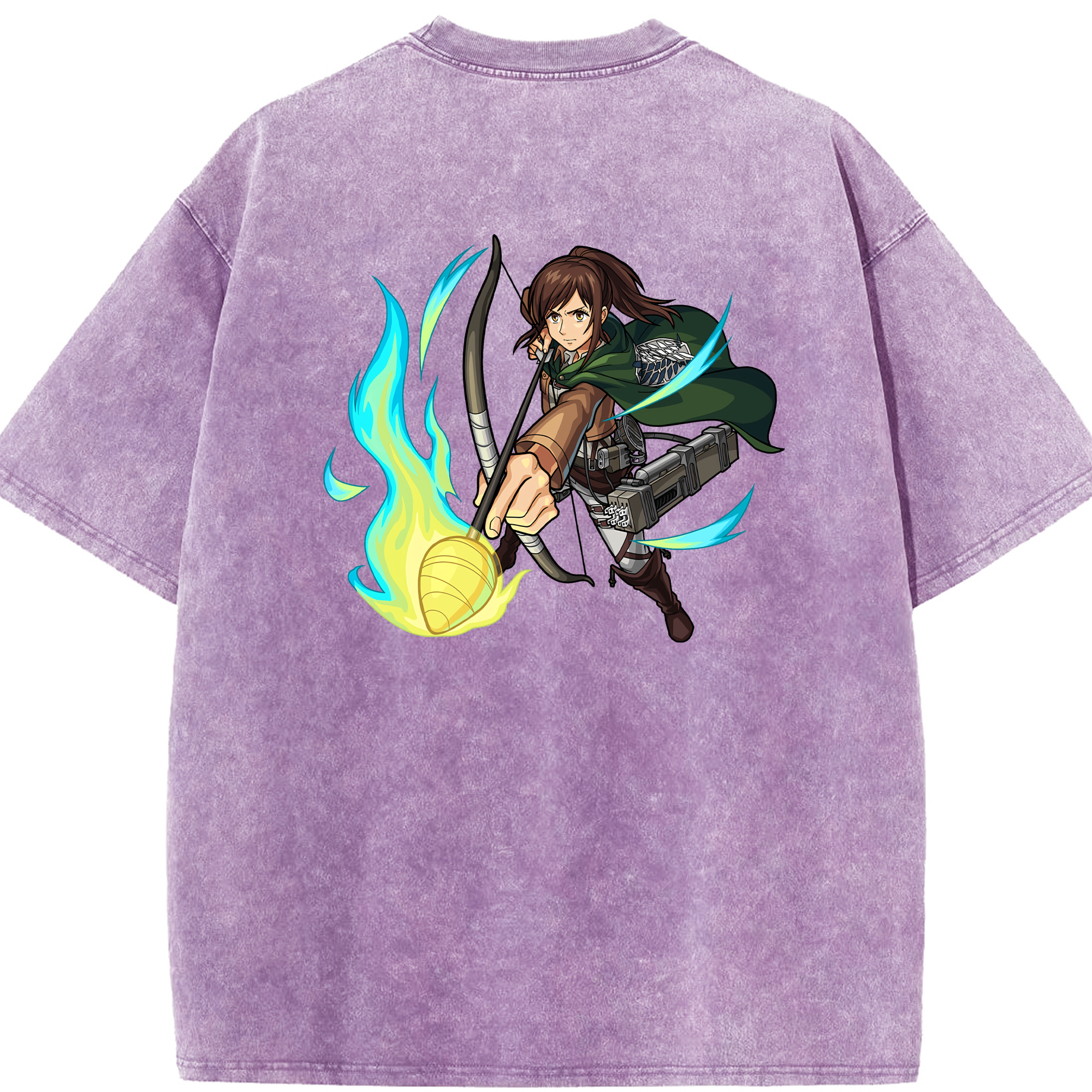 （画像用） 進撃の巨人 サシャ·ブラウス Attack on Titan Sasha Blaus 綿100% ヴィンテージ風 半袖Tシャツ（背面プリント）