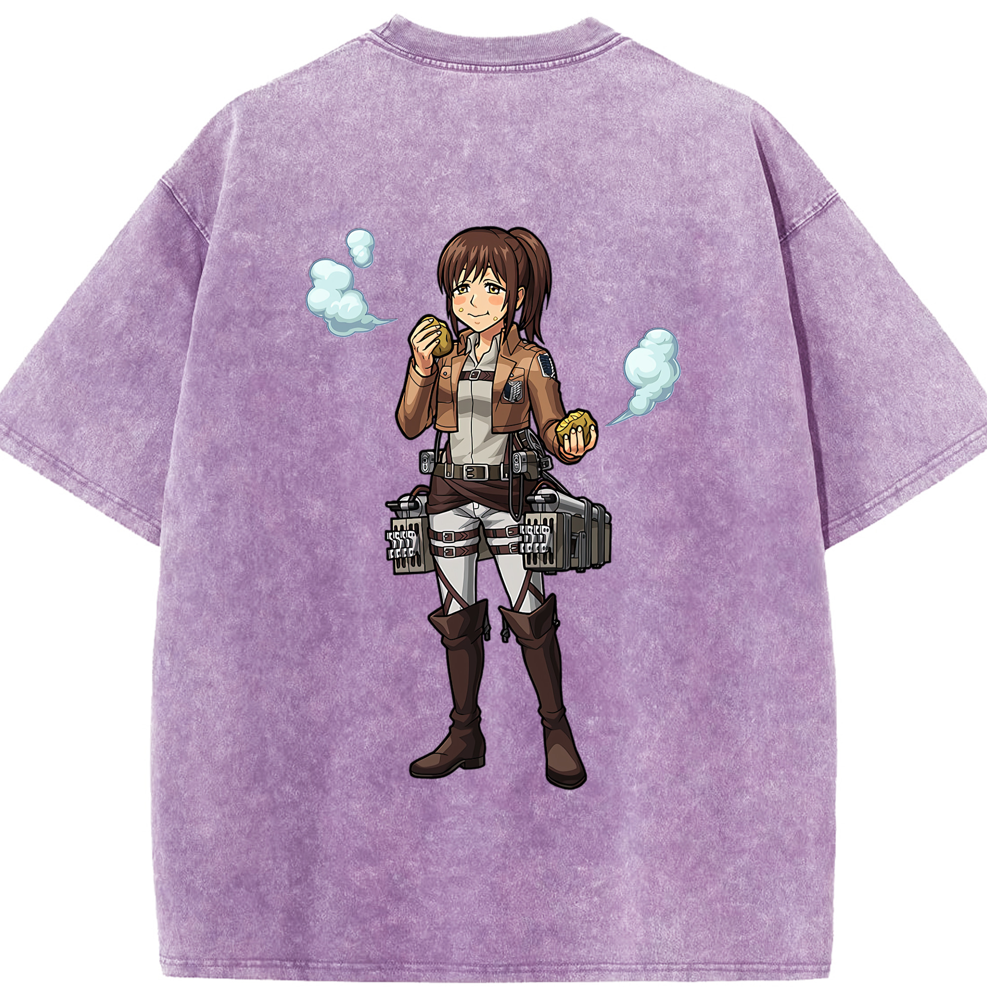 （画像用） 進撃の巨人 サシャ·ブラウス Attack on Titan Sasha Blaus 綿100% ヴィンテージ風 半袖Tシャツ（背面プリント）