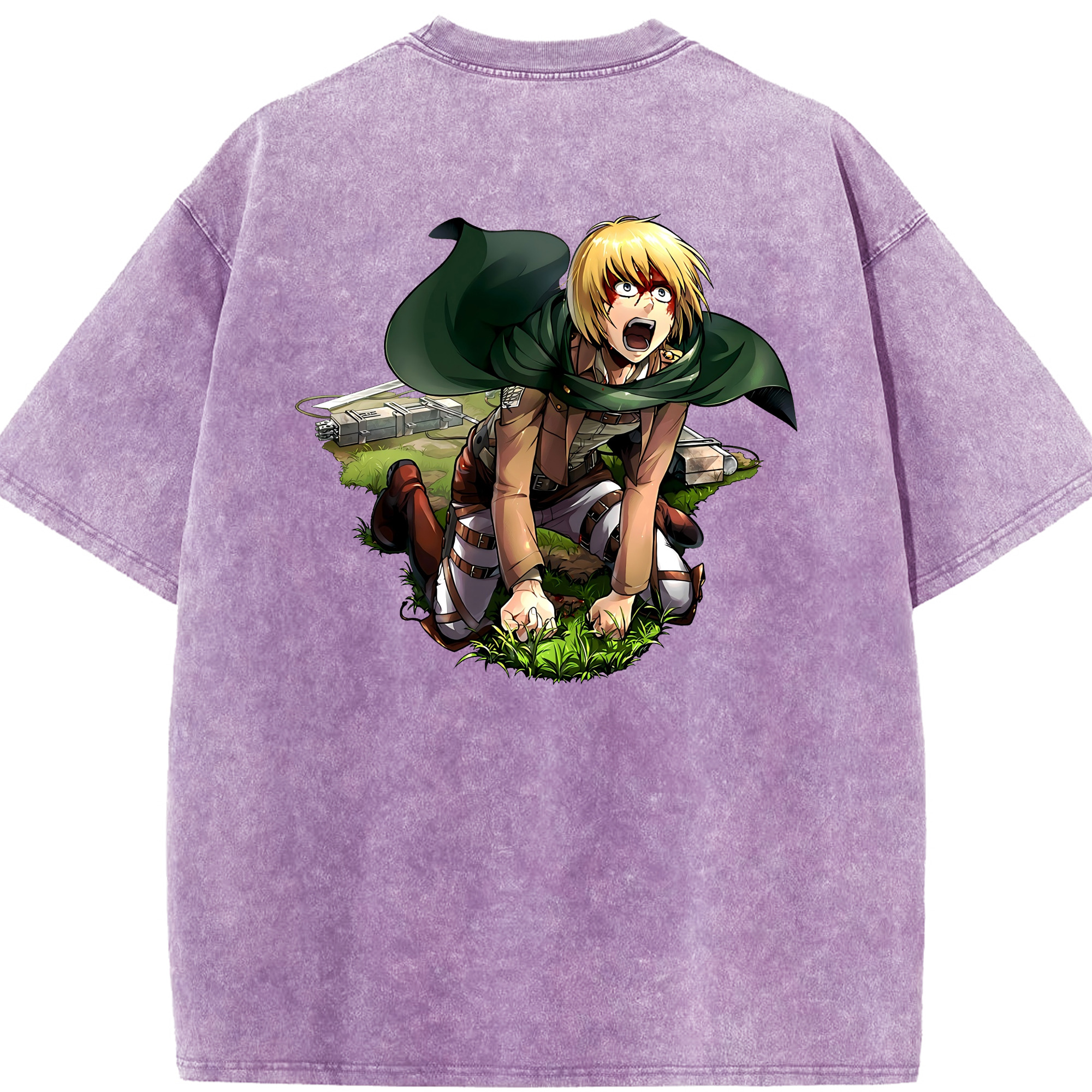 （画像用） 進撃の巨人 アルミン·アルレルト Attack on Titan Armin Arlert 綿100% ヴィンテージ風 半袖Tシャツ（背面プリント）