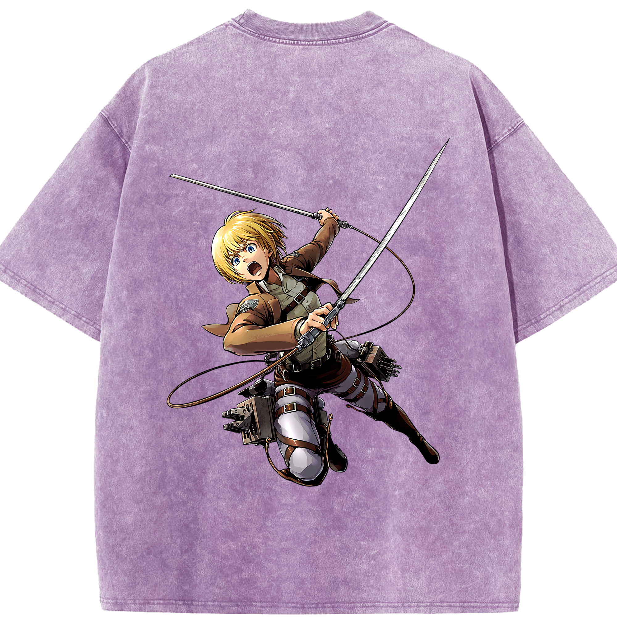 （画像用） 進撃の巨人 アルミン·アルレルト Attack on Titan Armin Arlert 綿100% ヴィンテージ風 半袖Tシャツ（背面プリント）