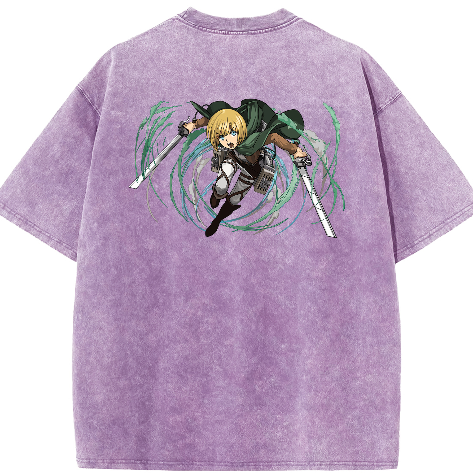 （画像用） 進撃の巨人 アルミン·アルレルト Attack on Titan Armin Arlert 綿100% ヴィンテージ風 半袖Tシャツ（背面プリント）