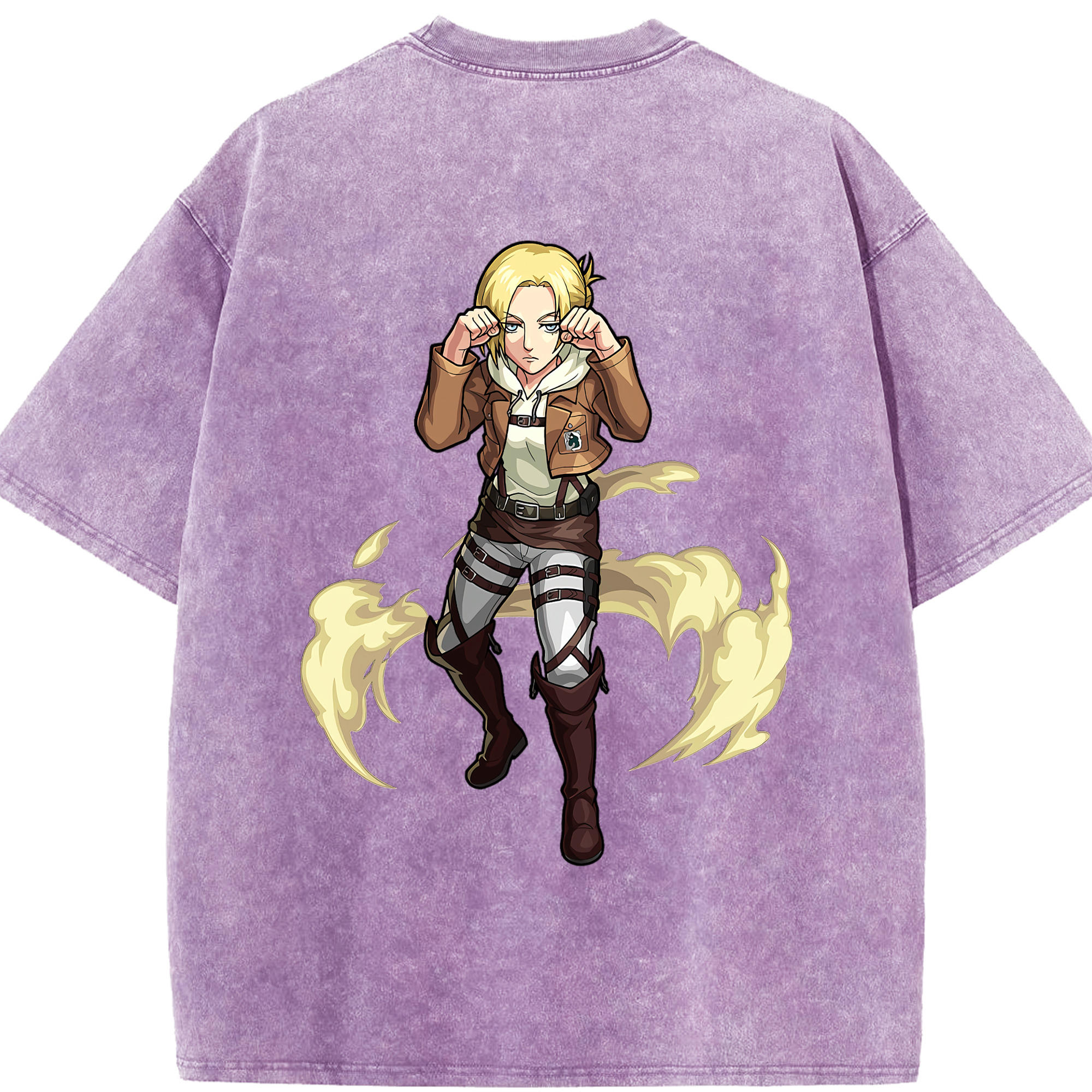 （画像用） 進撃の巨人 アニ・レオンハート Attack on Titan Annie Leonhart 綿100% ヴィンテージ風 半袖Tシャツ（背面プリント）