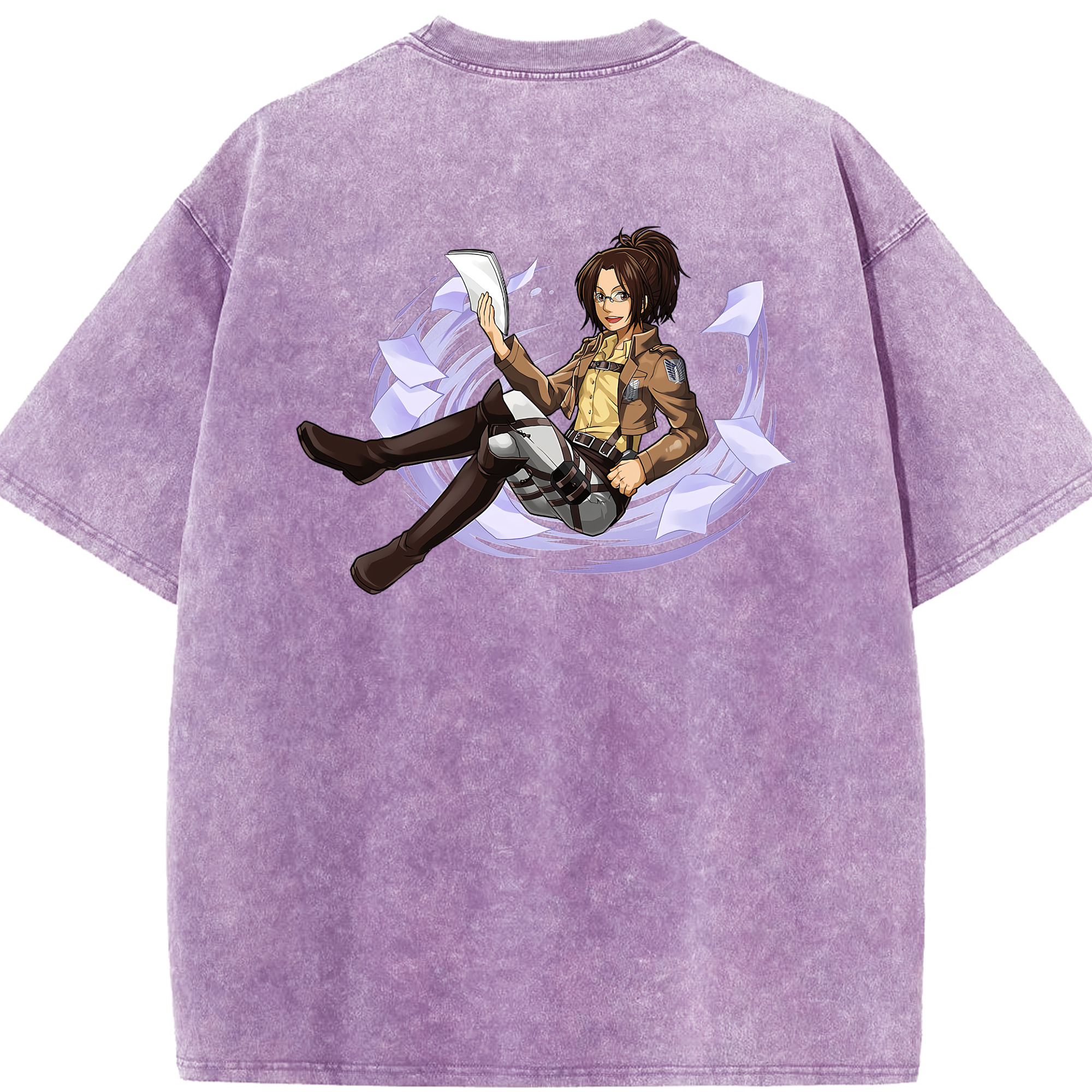 （画像用） 進撃の巨人 ハンジ·ゾエ Attack on Titan Hanji Zoe 綿100% ヴィンテージ風 半袖Tシャツ（背面プリント）