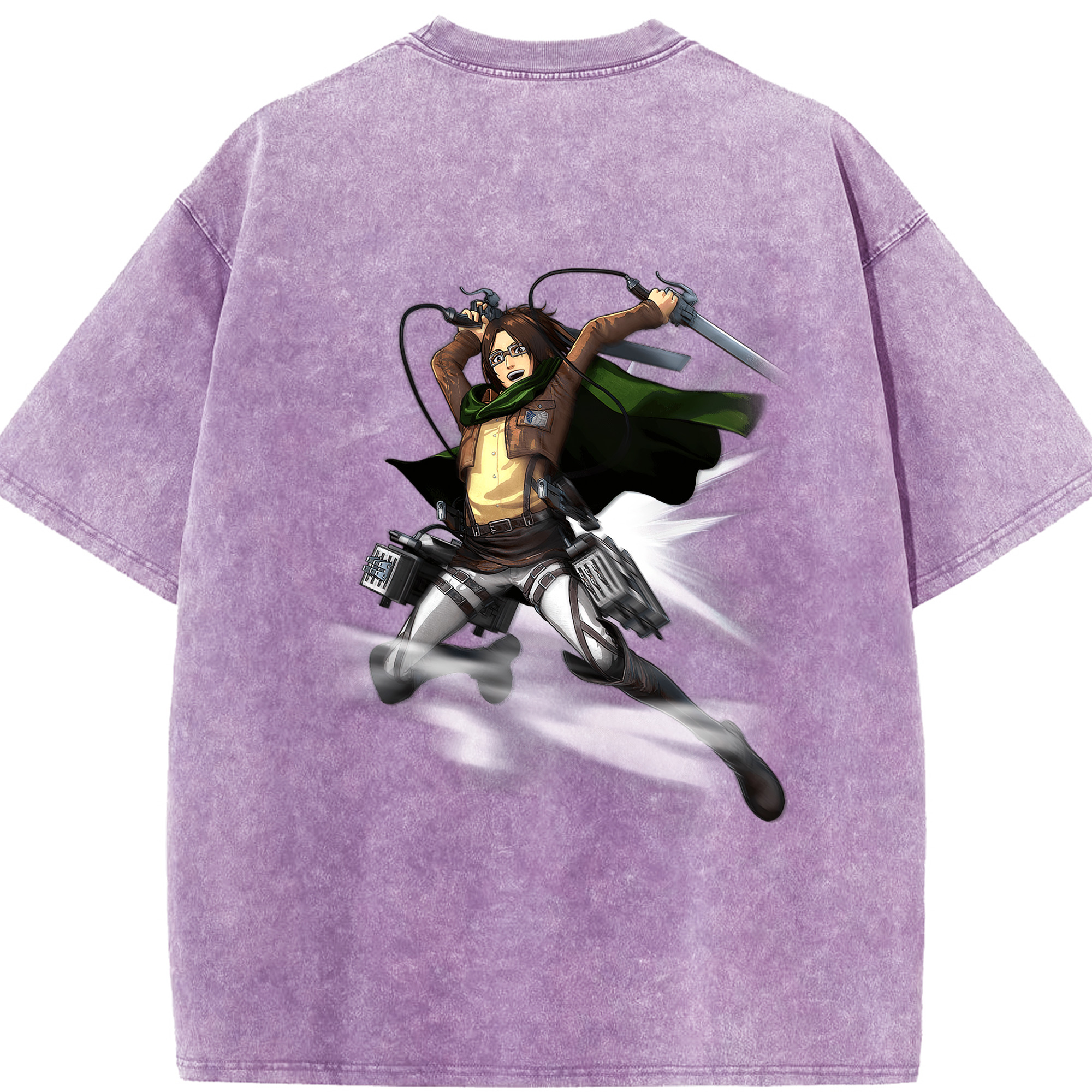 （画像用） 進撃の巨人 ハンジ·ゾエ Attack on Titan Hanji Zoe 綿100% ヴィンテージ風 半袖Tシャツ（背面プリント）