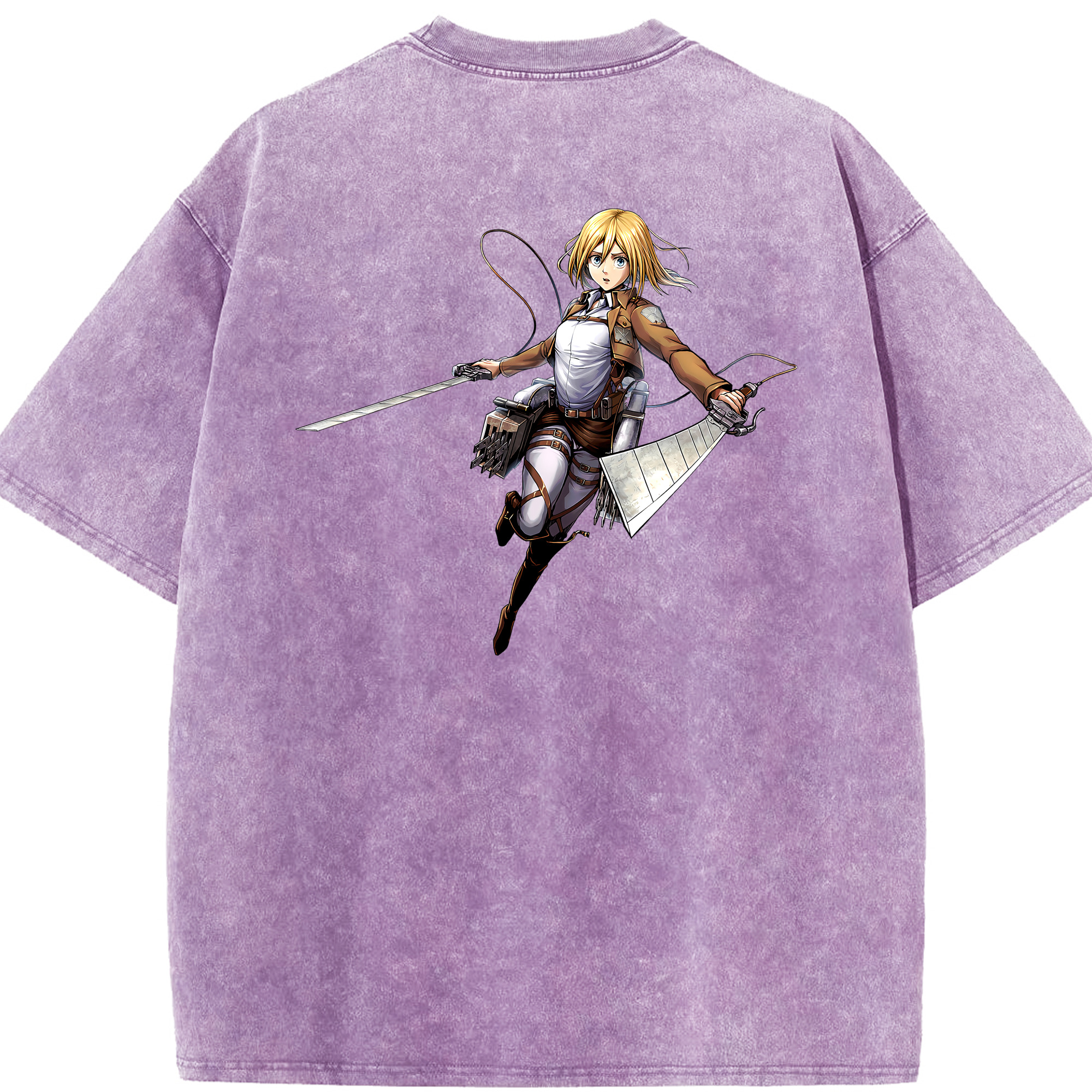 （画像用） 進撃の巨人 クリスタ·レンズ Attack on Titan Christa Lenz 綿100% ヴィンテージ風 半袖Tシャツ（背面プリント）