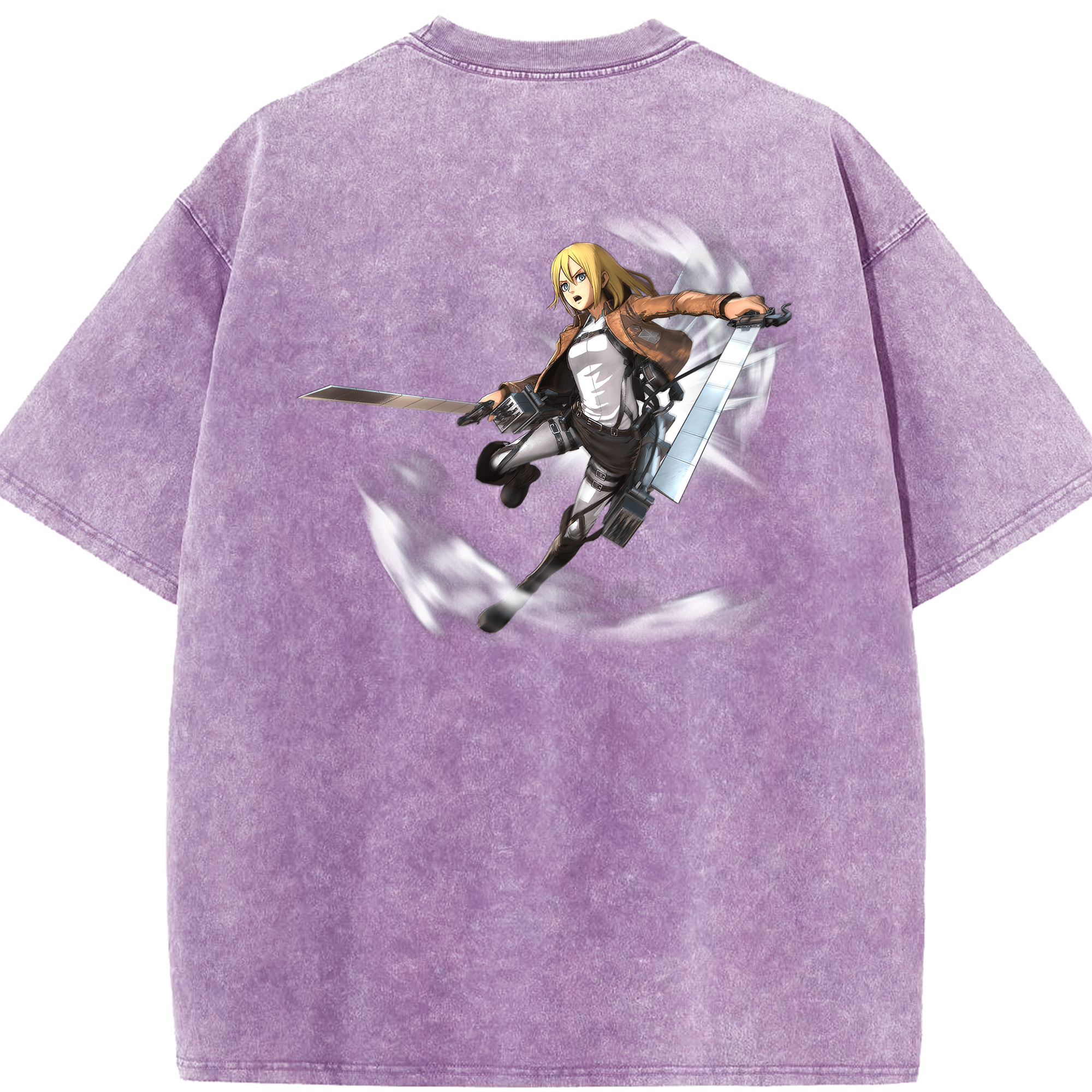 （画像用） 進撃の巨人 クリスタ·レンズ Attack on Titan Christa Lenz 綿100% ヴィンテージ風 半袖Tシャツ（背面プリント）