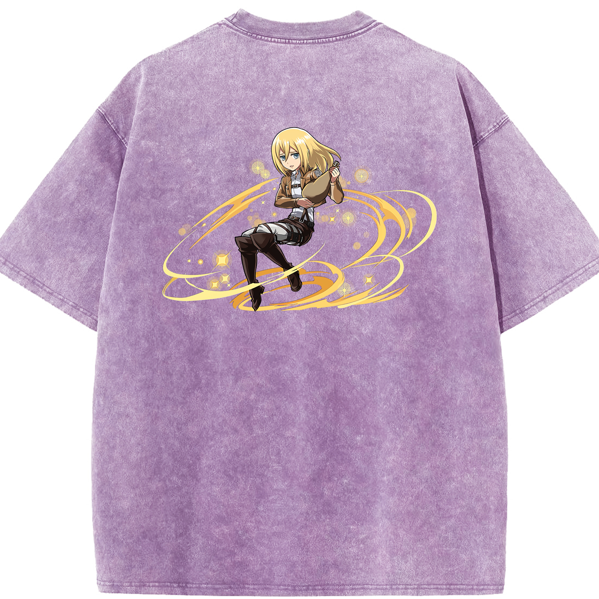 （画像用） 進撃の巨人 クリスタ·レンズ Attack on Titan Christa Lenz 綿100% ヴィンテージ風 半袖Tシャツ（背面プリント）