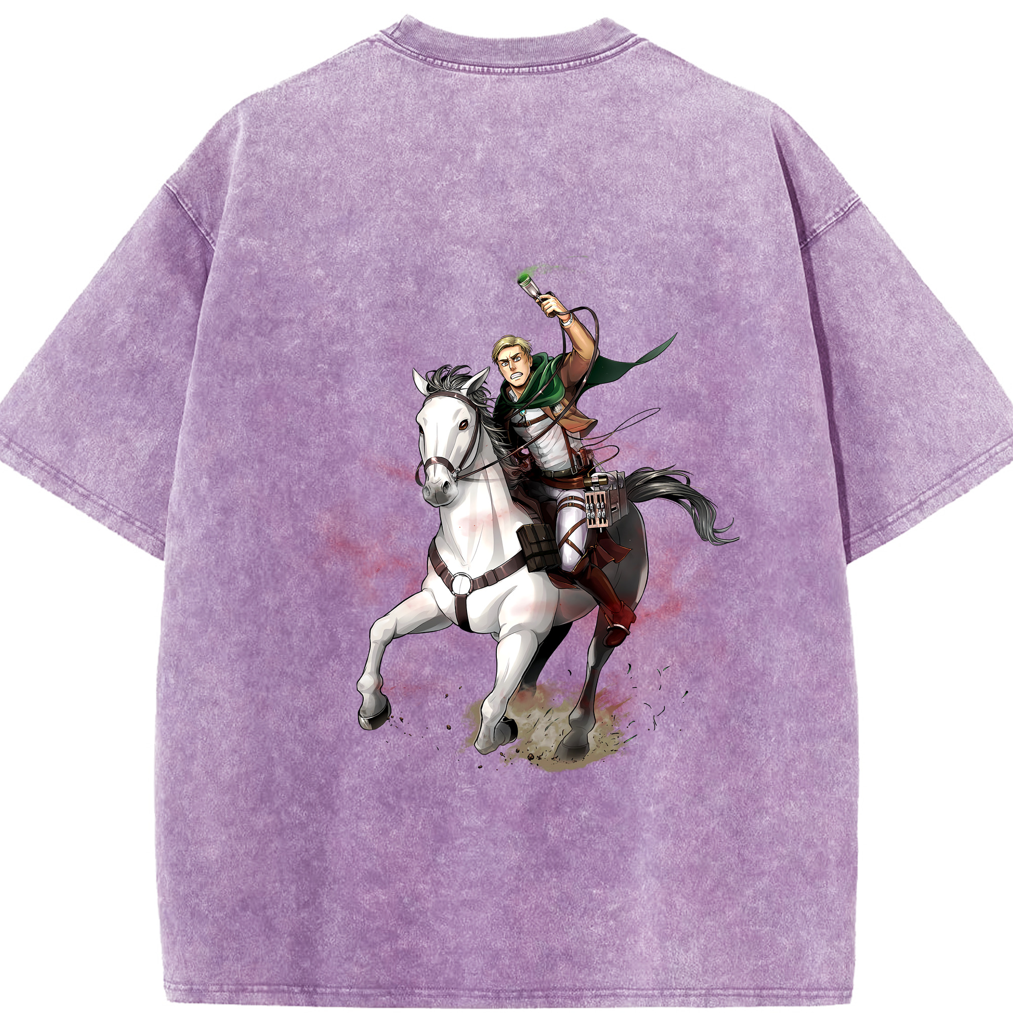 （画像用） 進撃の巨人 エルヴィン・スミス Attack on Titan Erwin Smith 綿100% ヴィンテージ風 半袖Tシャツ（背面プリント）