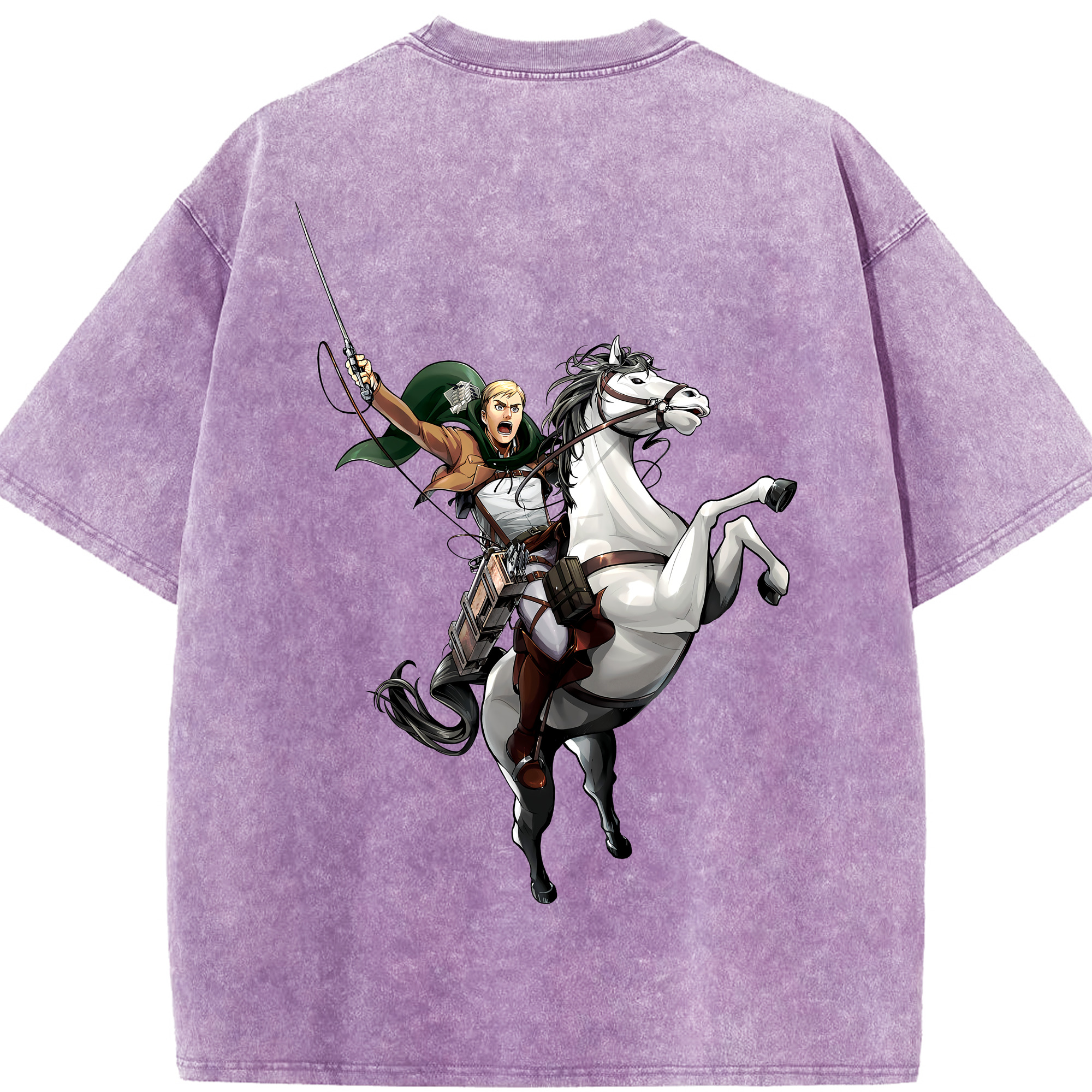 （画像用） 進撃の巨人 エルヴィン・スミス Attack on Titan Erwin Smith 綿100% ヴィンテージ風 半袖Tシャツ（背面プリント）
