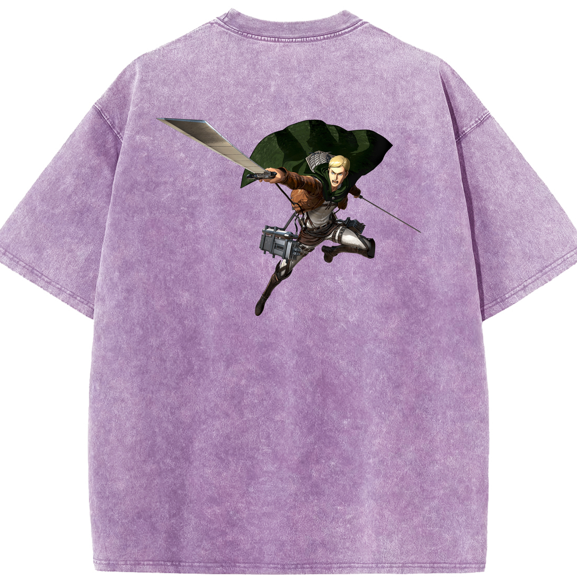 （画像用） 進撃の巨人 エルヴィン・スミス Attack on Titan Erwin Smith 綿100% ヴィンテージ風 半袖Tシャツ（背面プリント）