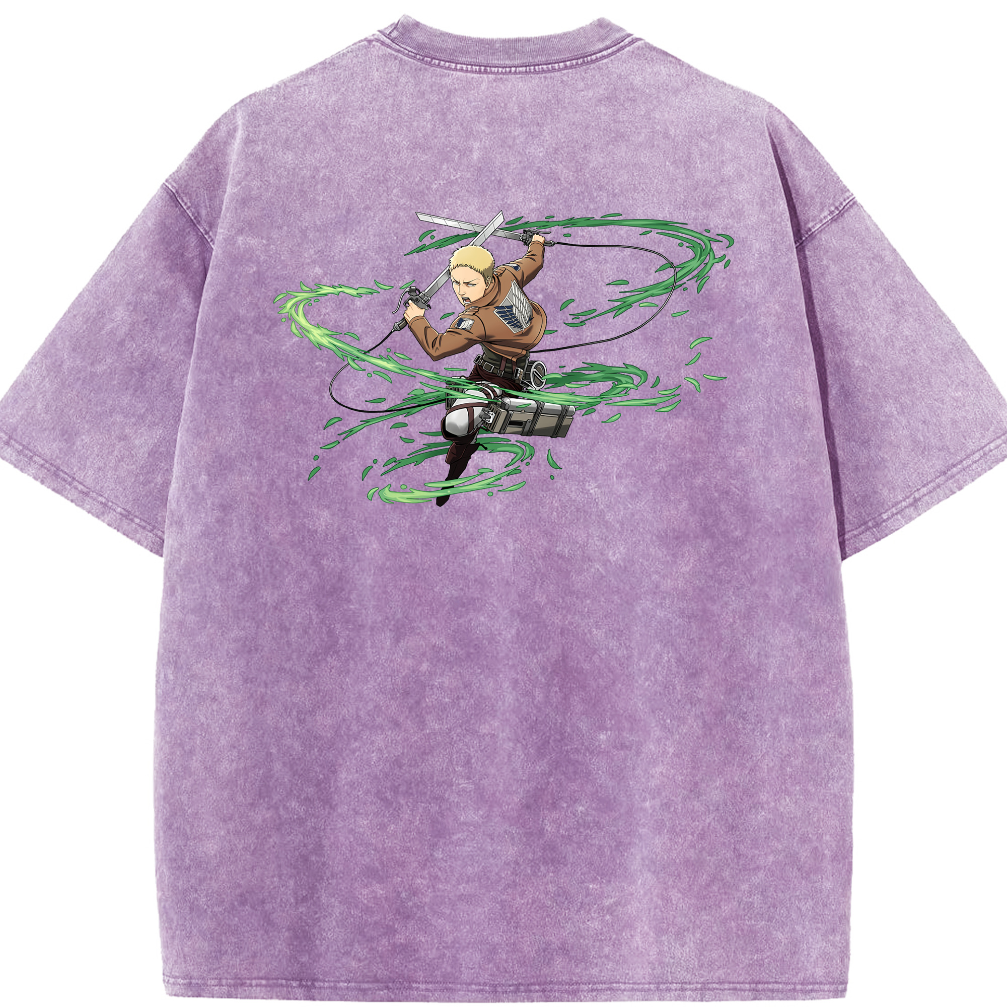 （画像用） 進撃の巨人 ライナー・ブラウン Attack on Titan Reiner Braun 綿100% ヴィンテージ風 半袖Tシャツ（背面プリント）