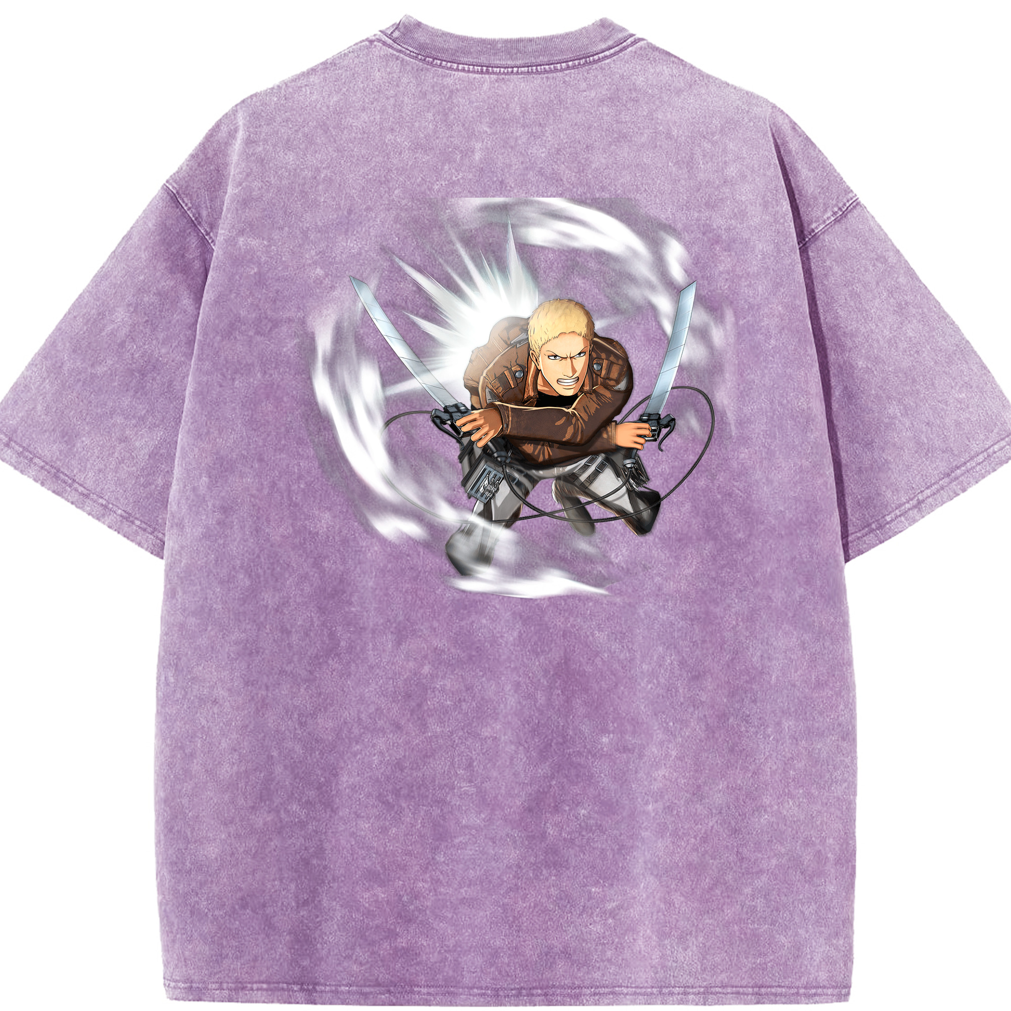 （画像用） 進撃の巨人 ライナー・ブラウン Attack on Titan Reiner Braun 綿100% ヴィンテージ風 半袖Tシャツ（背面プリント）
