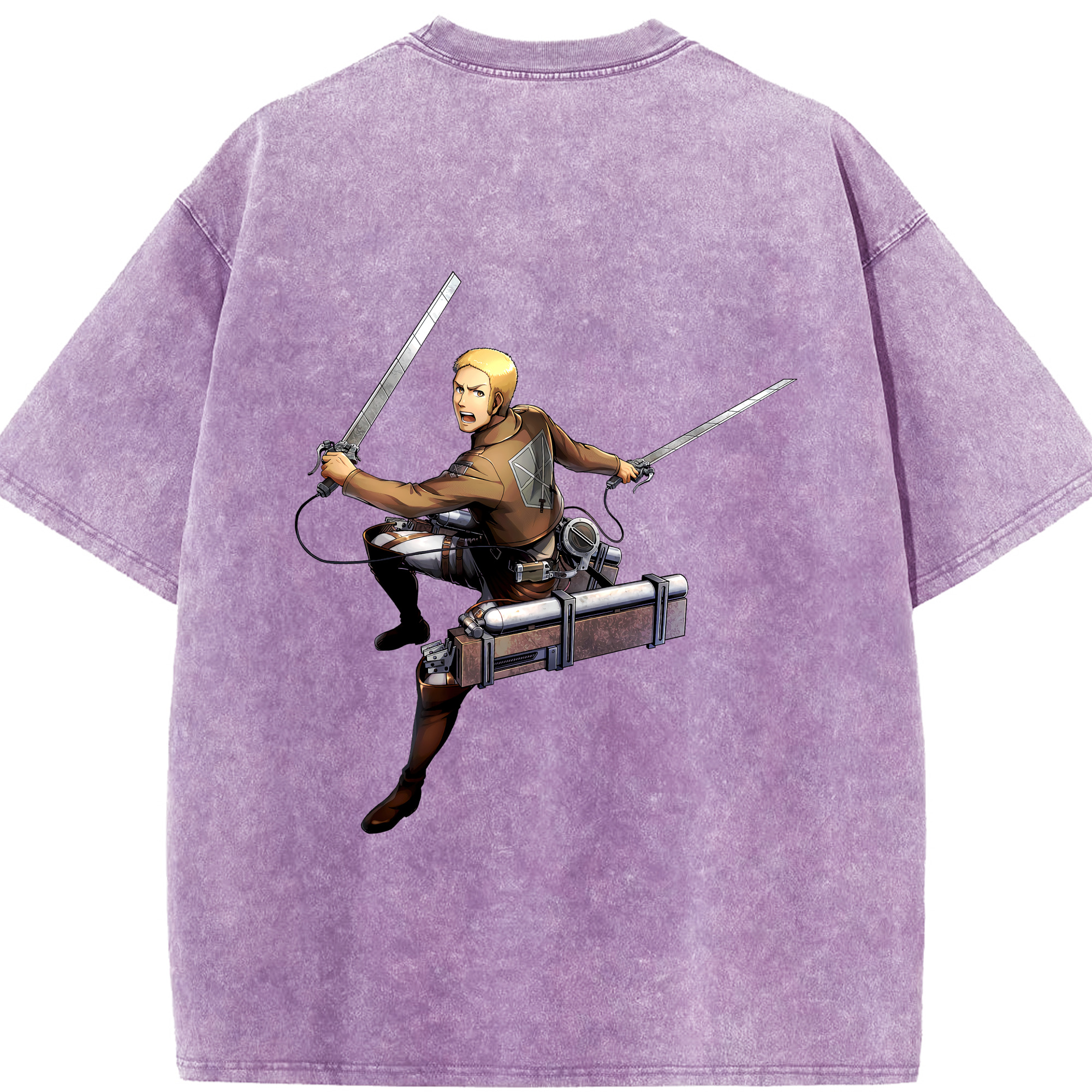 （画像用） 進撃の巨人 ライナー・ブラウン Attack on Titan Reiner Braun 綿100% ヴィンテージ風 半袖Tシャツ（背面プリント）