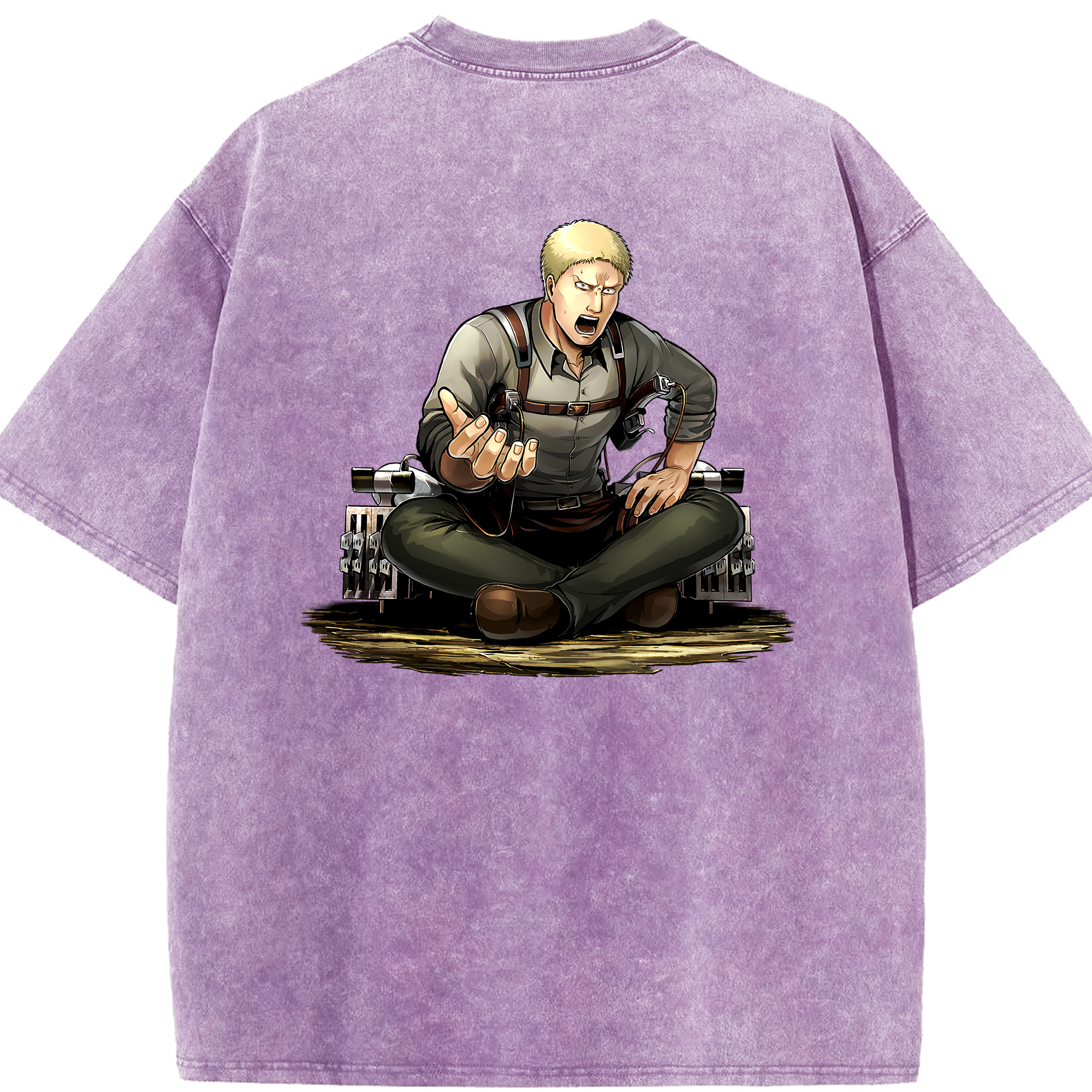 （画像用） 進撃の巨人 ライナー・ブラウン Attack on Titan Reiner Braun 綿100% ヴィンテージ風 半袖Tシャツ（背面プリント）
