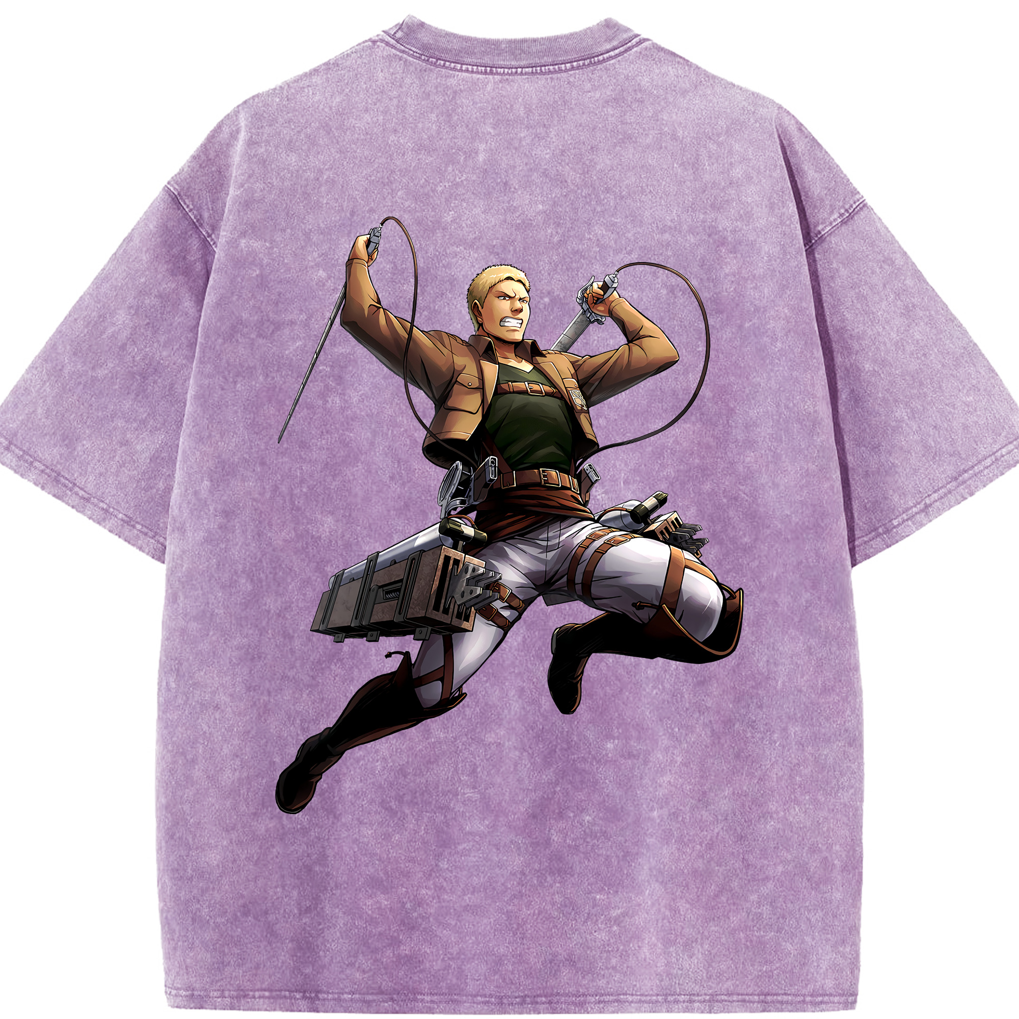 （画像用） 進撃の巨人 ライナー・ブラウン Attack on Titan Reiner Braun 綿100% ヴィンテージ風 半袖Tシャツ（背面プリント）
