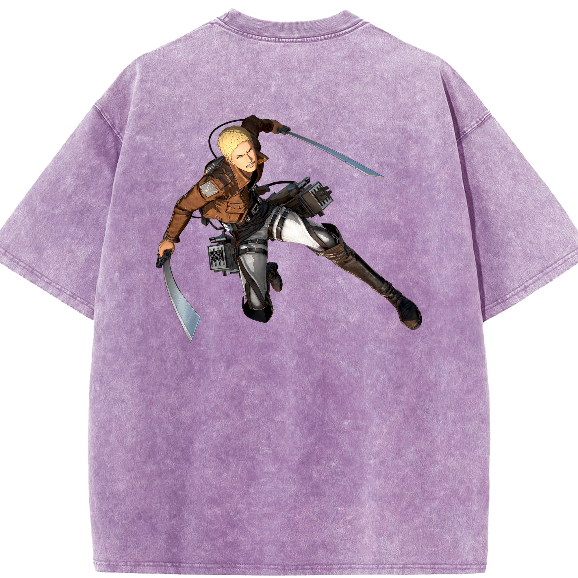（画像用） 進撃の巨人 ライナー・ブラウン Attack on Titan Reiner Braun 綿100% ヴィンテージ風 半袖Tシャツ（背面プリント）