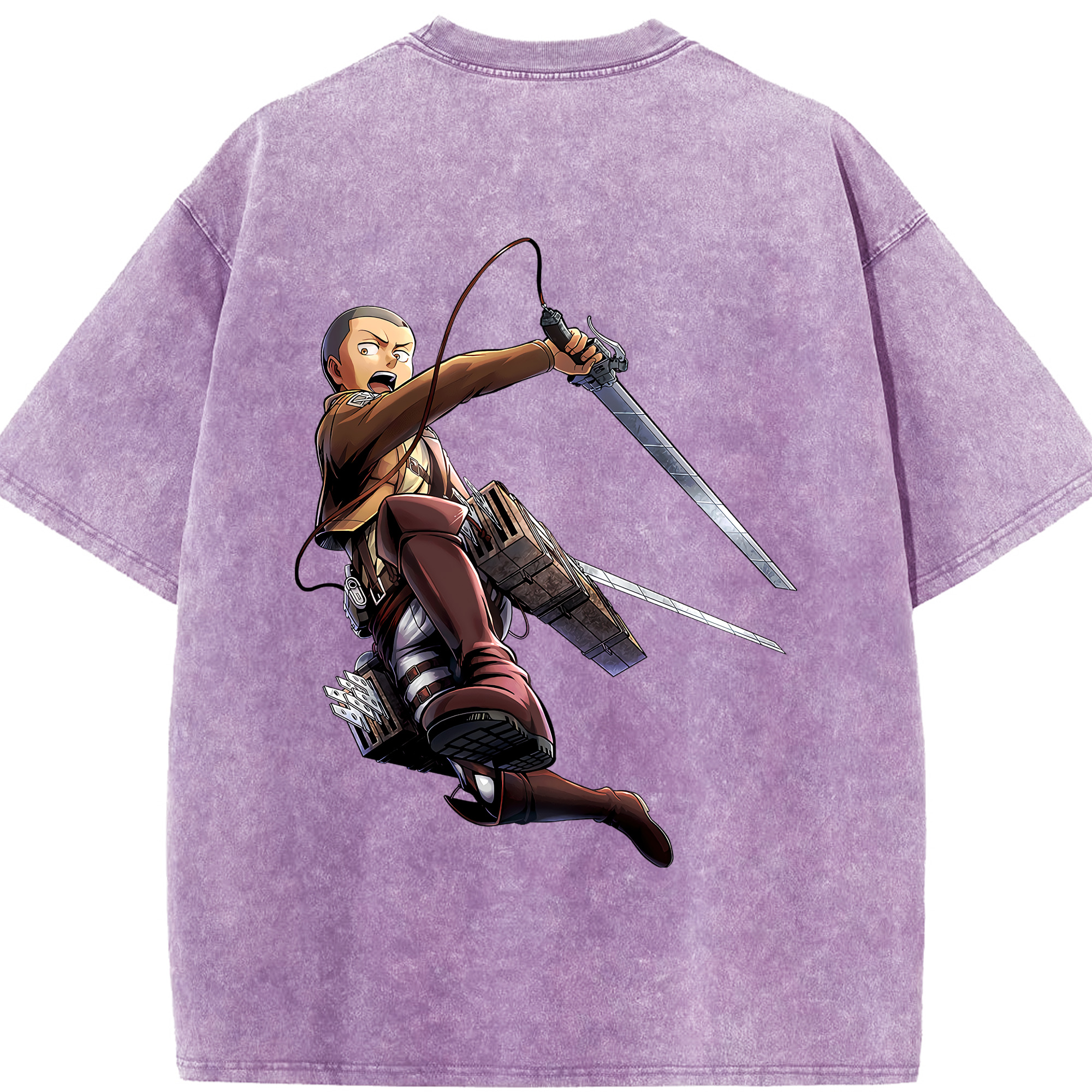 （画像用） 進撃の巨人 コニー·スプリンガー Attack on Titan Connie Springer 綿100% ヴィンテージ風 半袖Tシャツ（背面プリント）