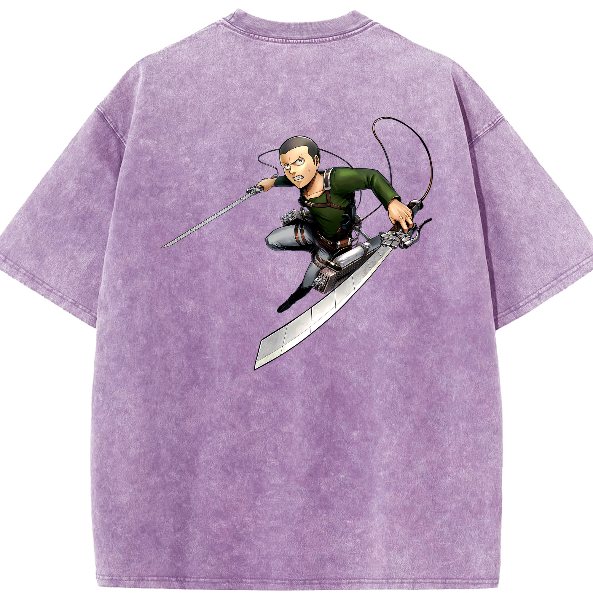 （画像用） 進撃の巨人 コニー·スプリンガー Attack on Titan Connie Springer 綿100% ヴィンテージ風 半袖Tシャツ（背面プリント）