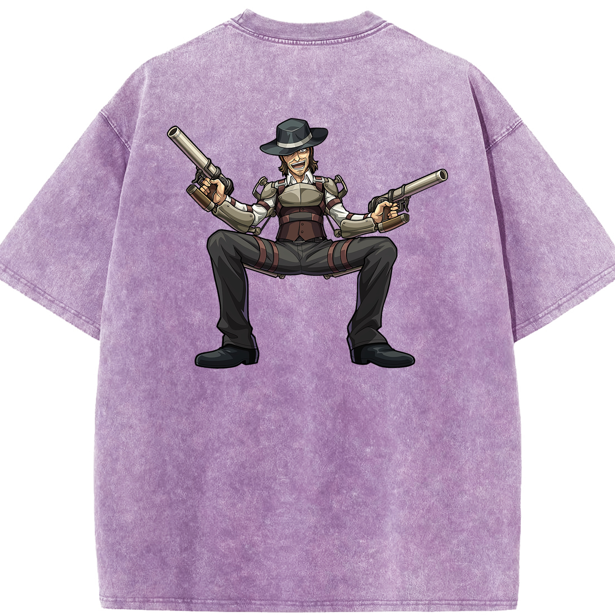 （画像用） 進撃の巨人 ケニー·アッカーマン Attack on Titan Kenny Ackerman 綿100% ヴィンテージ風 半袖Tシャツ（背面プリント）