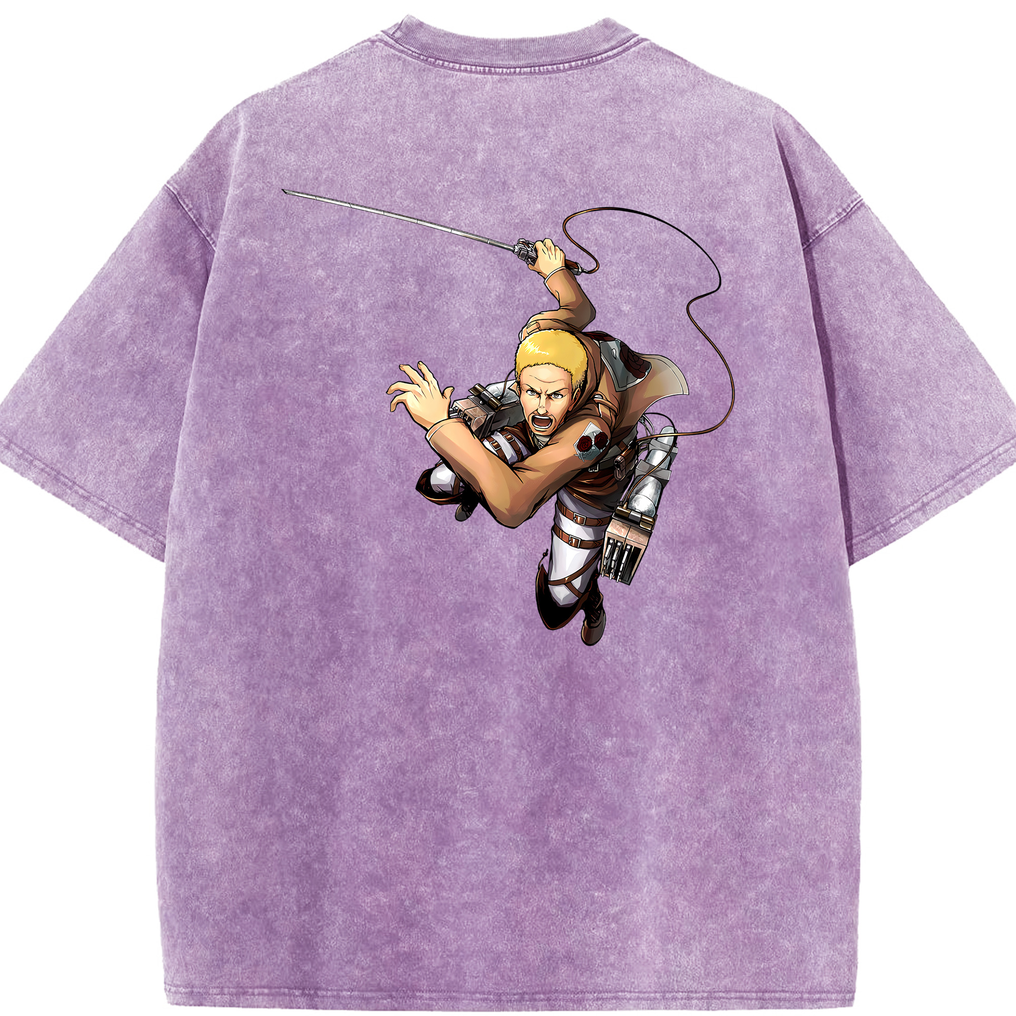 （画像用） 進撃の巨人 ハンネス Attack on Titan Hannes 綿100% ヴィンテージ風 半袖Tシャツ（背面プリント）