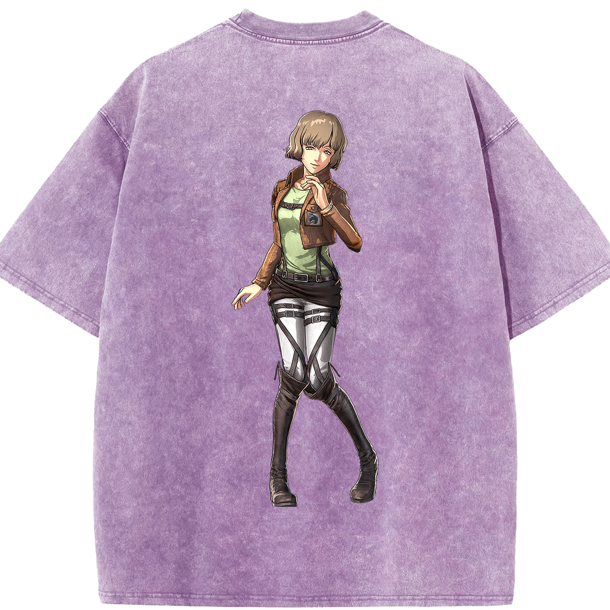 （画像用） 進撃の巨人 ヒツチ Attack on Titan Hitch 綿100% ヴィンテージ風 半袖Tシャツ（背面プリント）