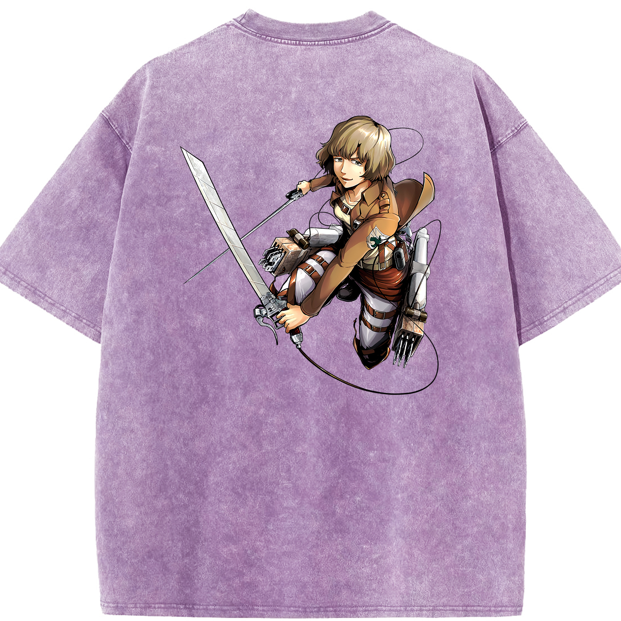 （画像用） 進撃の巨人 ヒツチ Attack on Titan Hitch 綿100% ヴィンテージ風 半袖Tシャツ（背面プリント）