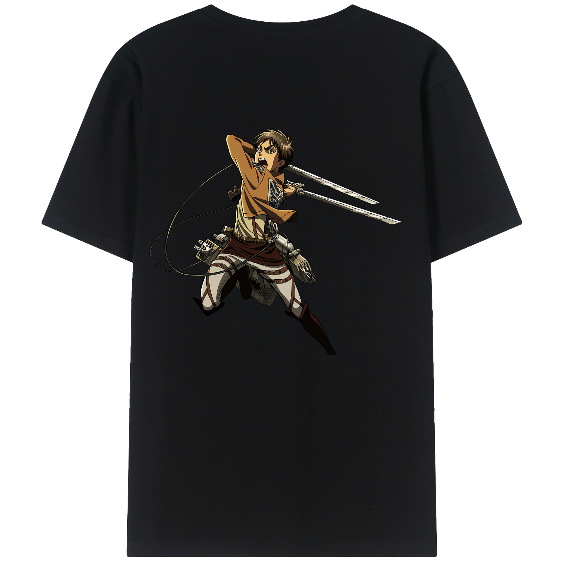 （画像用） 進撃の巨人 エレン･イェーガー Attack on Titan Eren Jäger 綿100％ メンズ半袖Tシャツ（バックプリント） 通気性