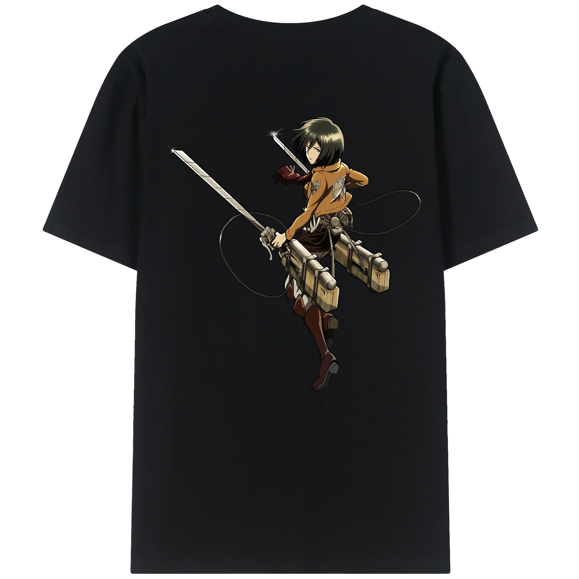 （画像用） 進撃の巨人 ミカサ·アッカーマン Attack on Titan Mikasa Ackerman 綿100％ メンズ半袖Tシャツ（バックプリント） 通気性