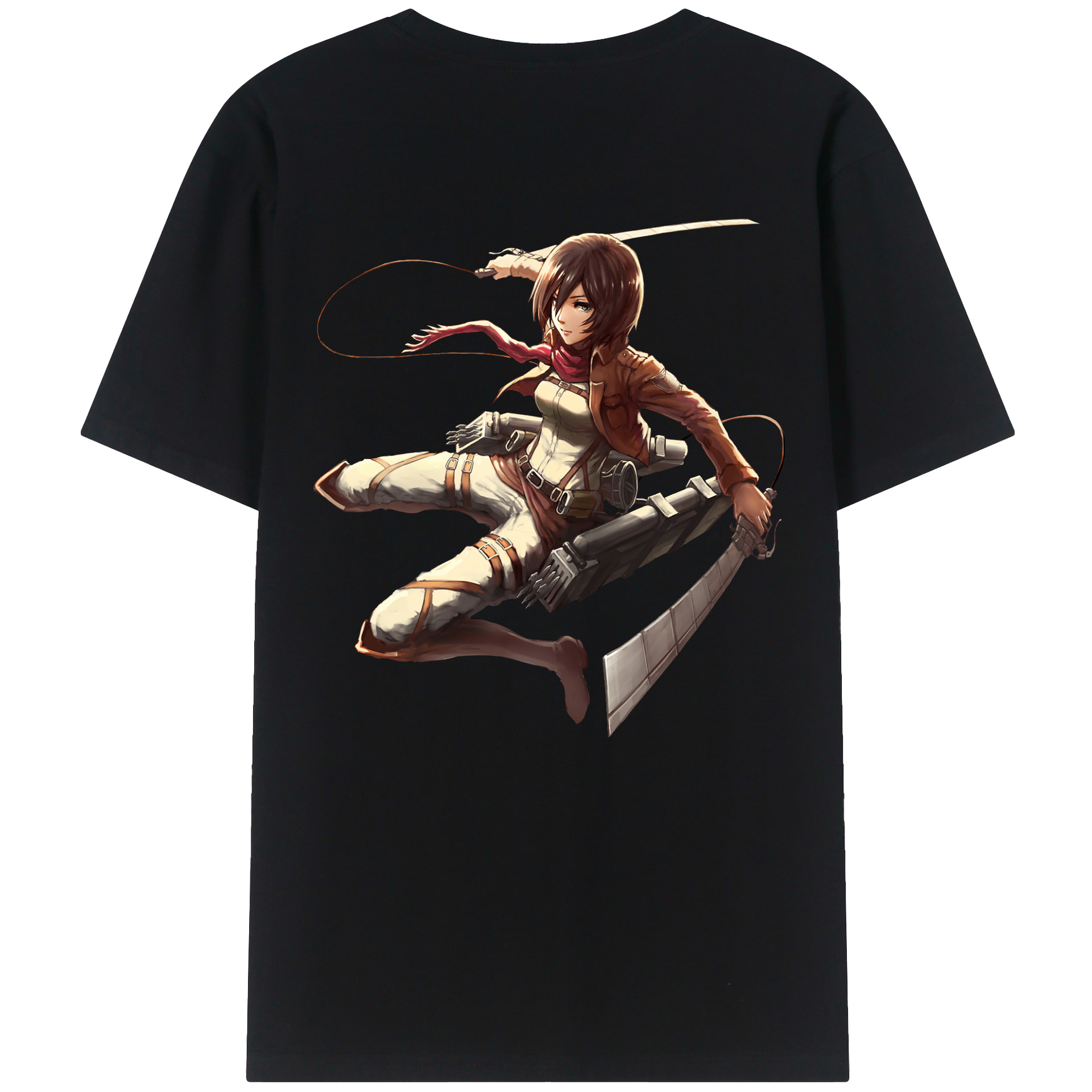 （画像用） 進撃の巨人 ミカサ·アッカーマン Attack on Titan Mikasa Ackerman 綿100％ メンズ半袖Tシャツ（バックプリント） 通気性