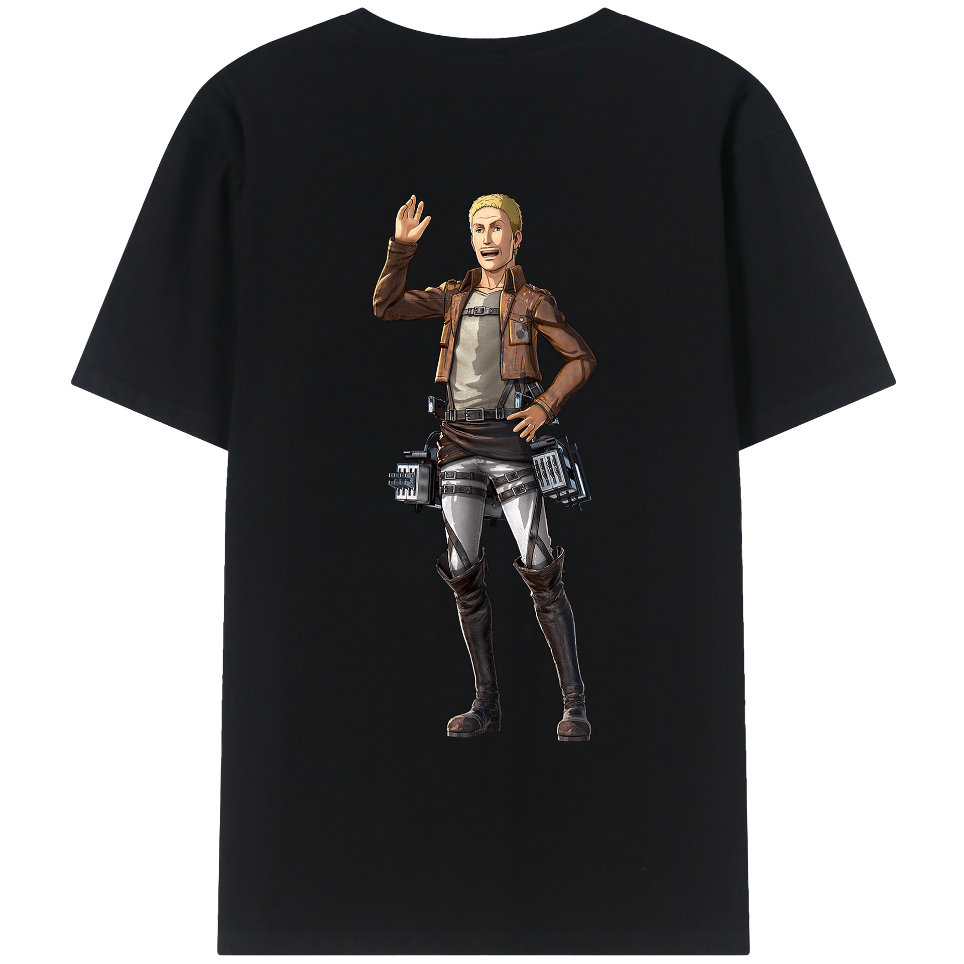 （画像用） 進撃の巨人 ハンネス Attack on Titan Hannes 綿100％ メンズ半袖Tシャツ（バックプリント） 通気性