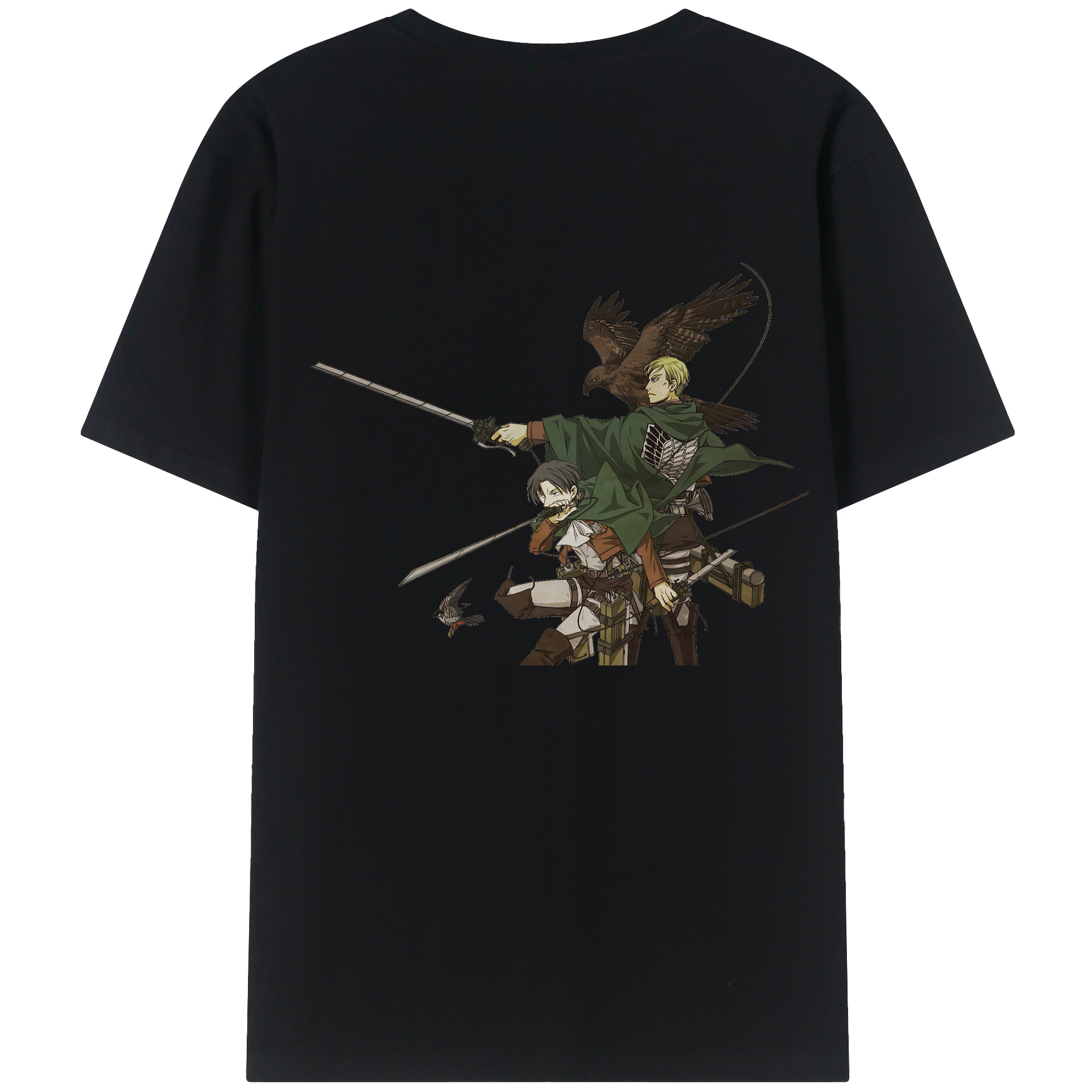 （画像用） 進撃の巨人 Attack on Titan 綿100％ メンズ半袖Tシャツ（バックプリント） 通気性