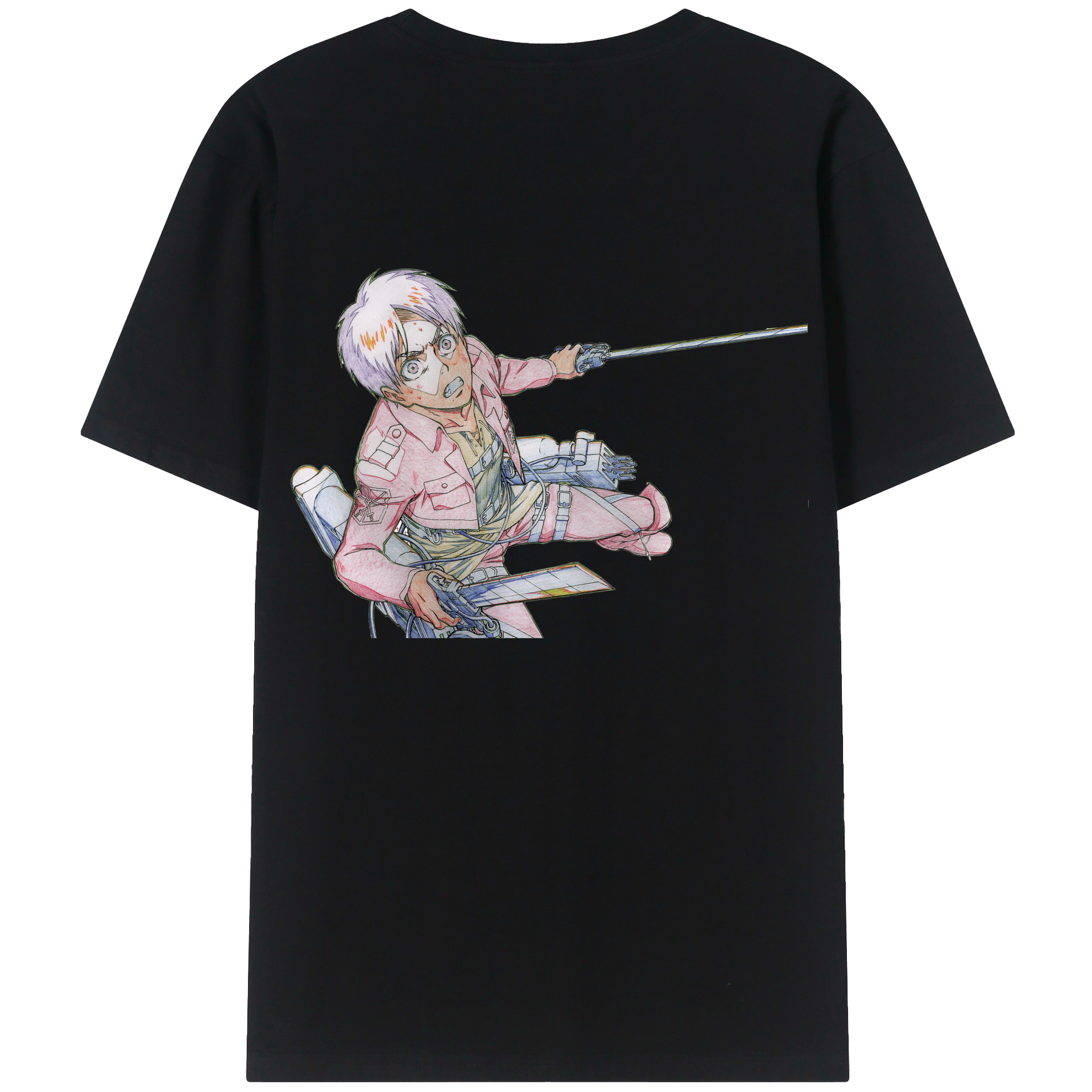 （画像用） 進撃の巨人 エレン･イェーガー Attack on Titan Eren Jäger 綿100％ メンズ半袖Tシャツ（バックプリント） 通気性
